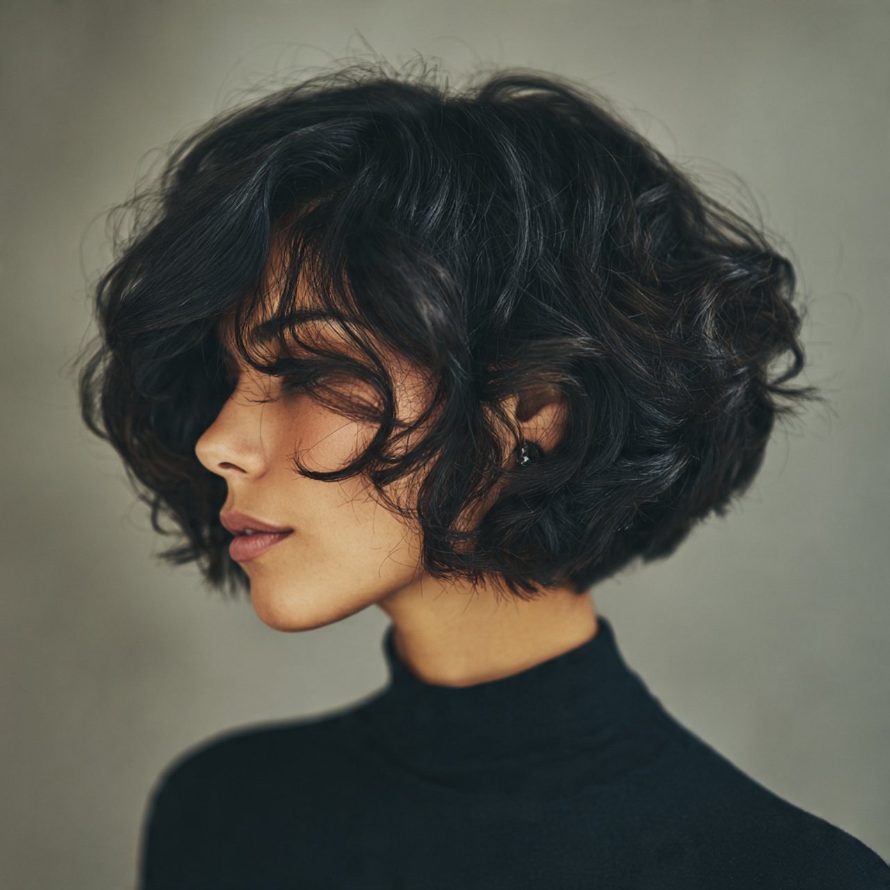 Curly Angled Bob