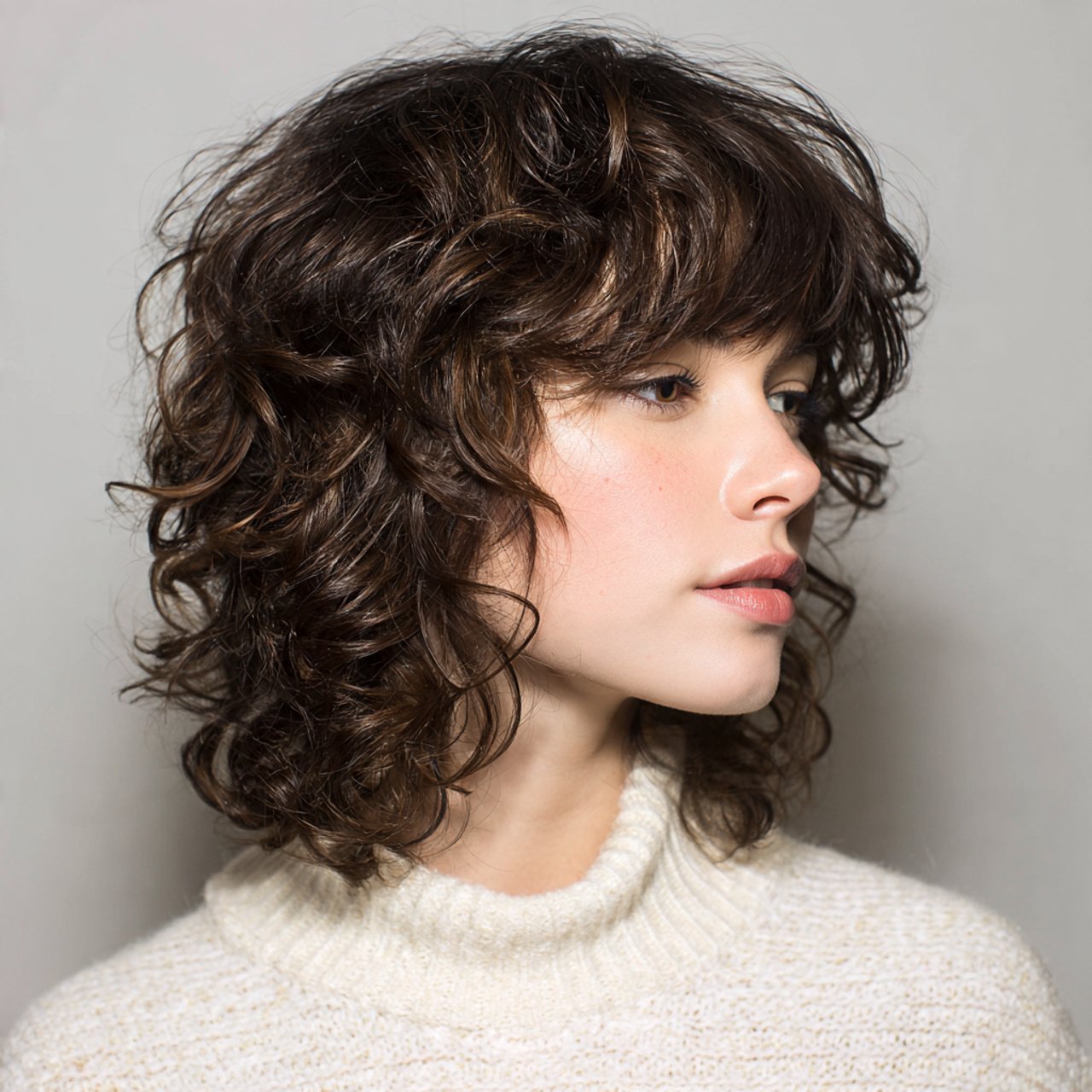 Curly Bangs with Layers