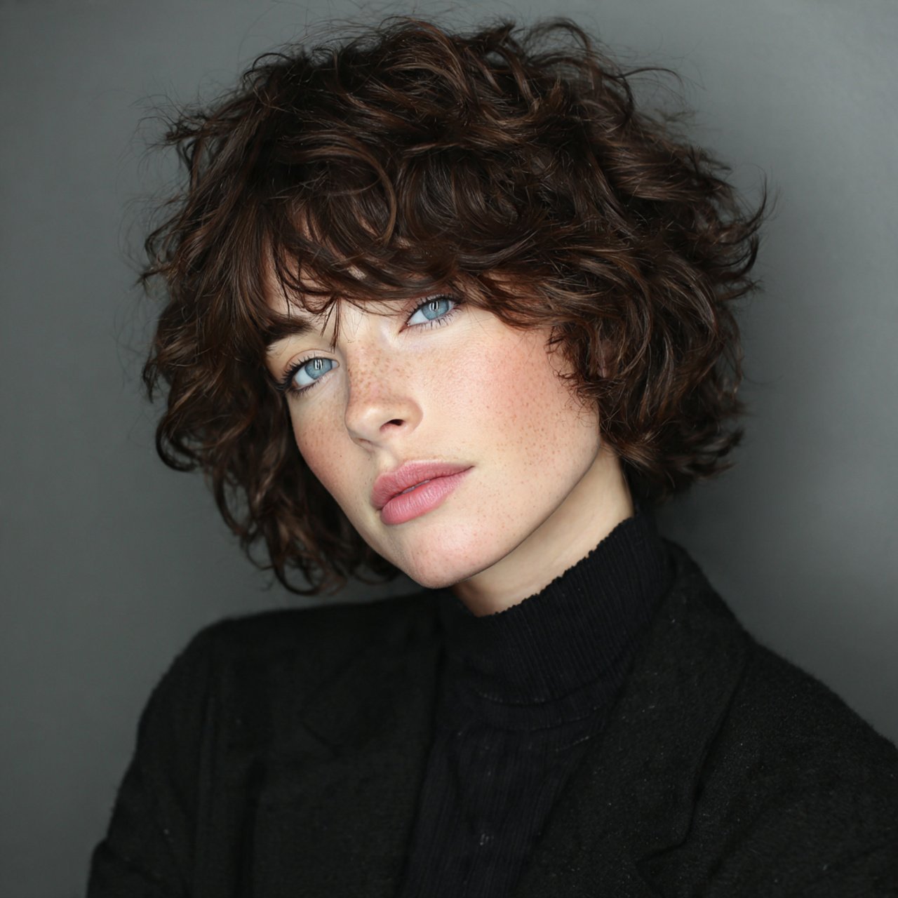 curly bob with layers for short hairs