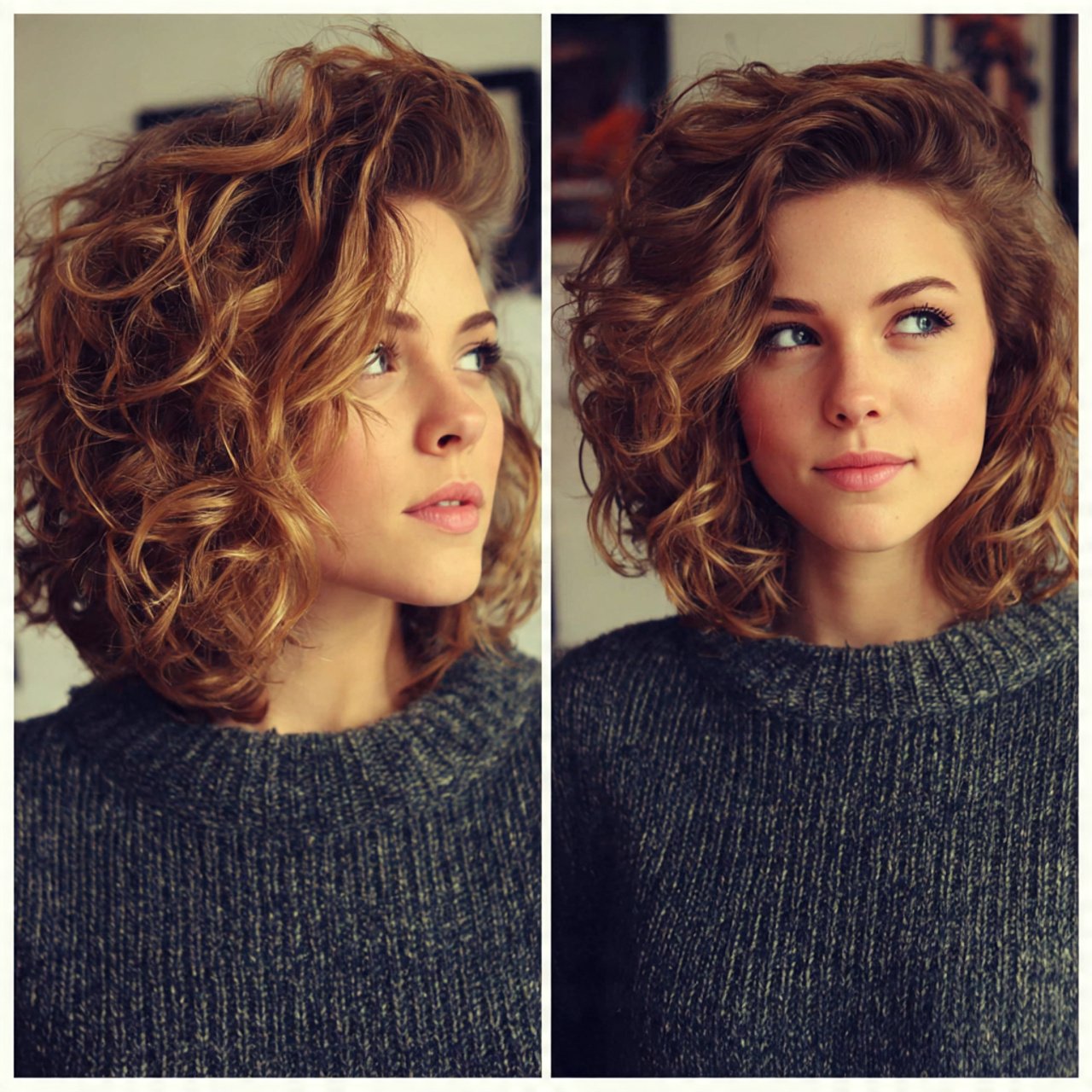 Curly Side Part Style