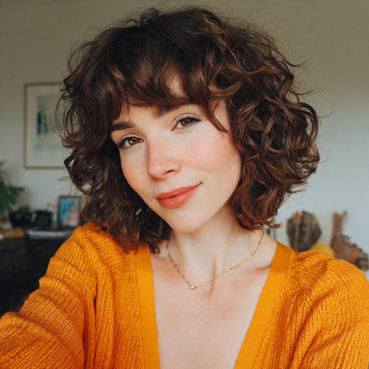 cute curly lob long bob