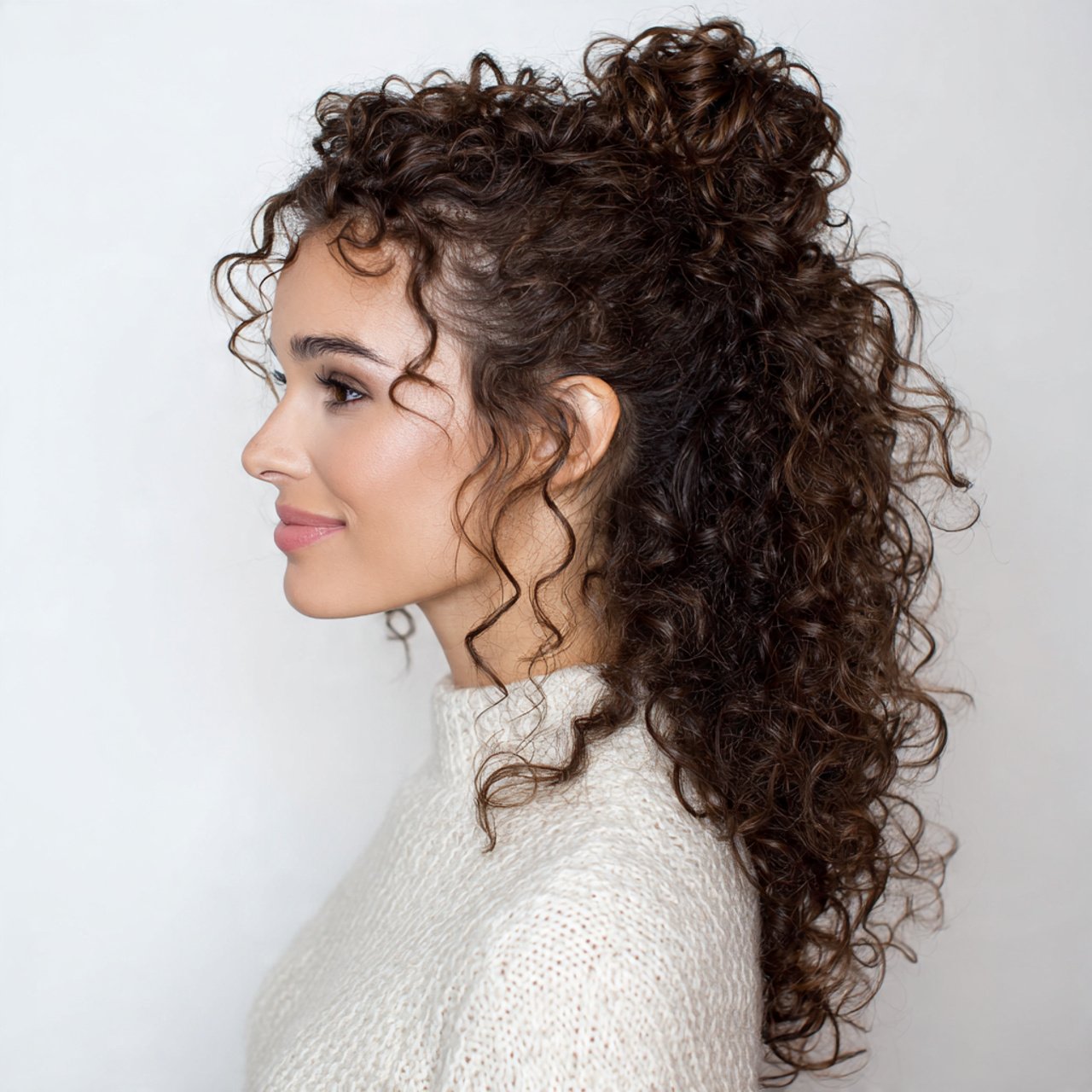 cute half up curly bun