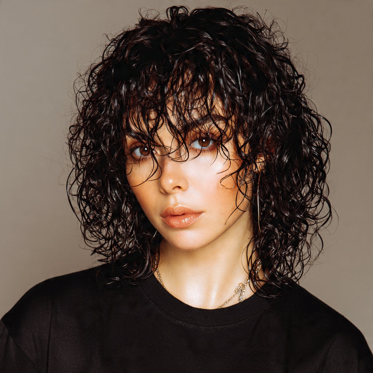 cute wet look curly style