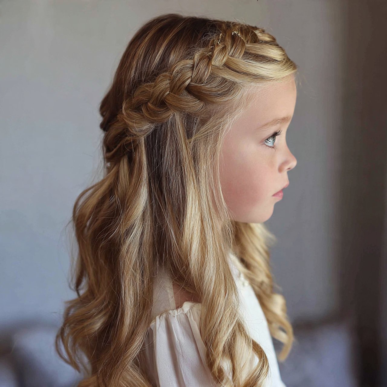Half Up Braided Hairstyle for Kids