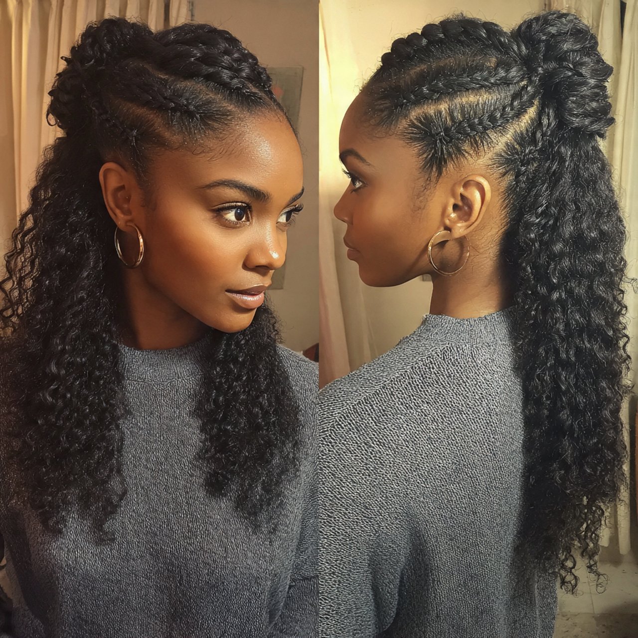 Half Up Braided Style Natural Hairstyles