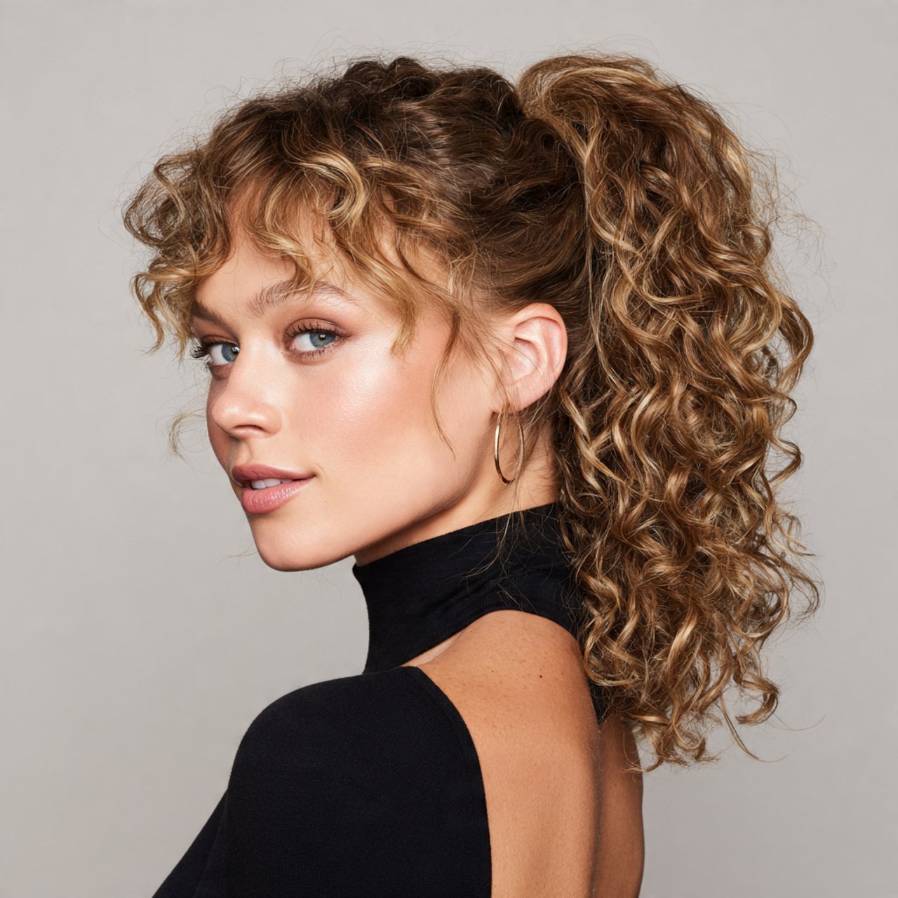 High Curly Ponytail