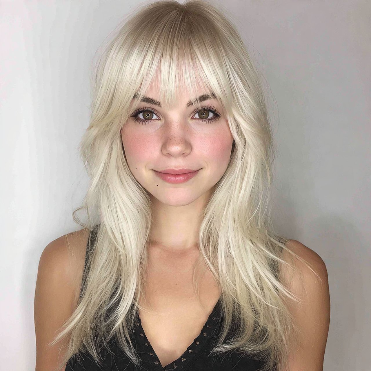 27 Trending Hairstyles for Medium Length Hair That Will Look Best 16 Layered Cut with Wispy Bangs