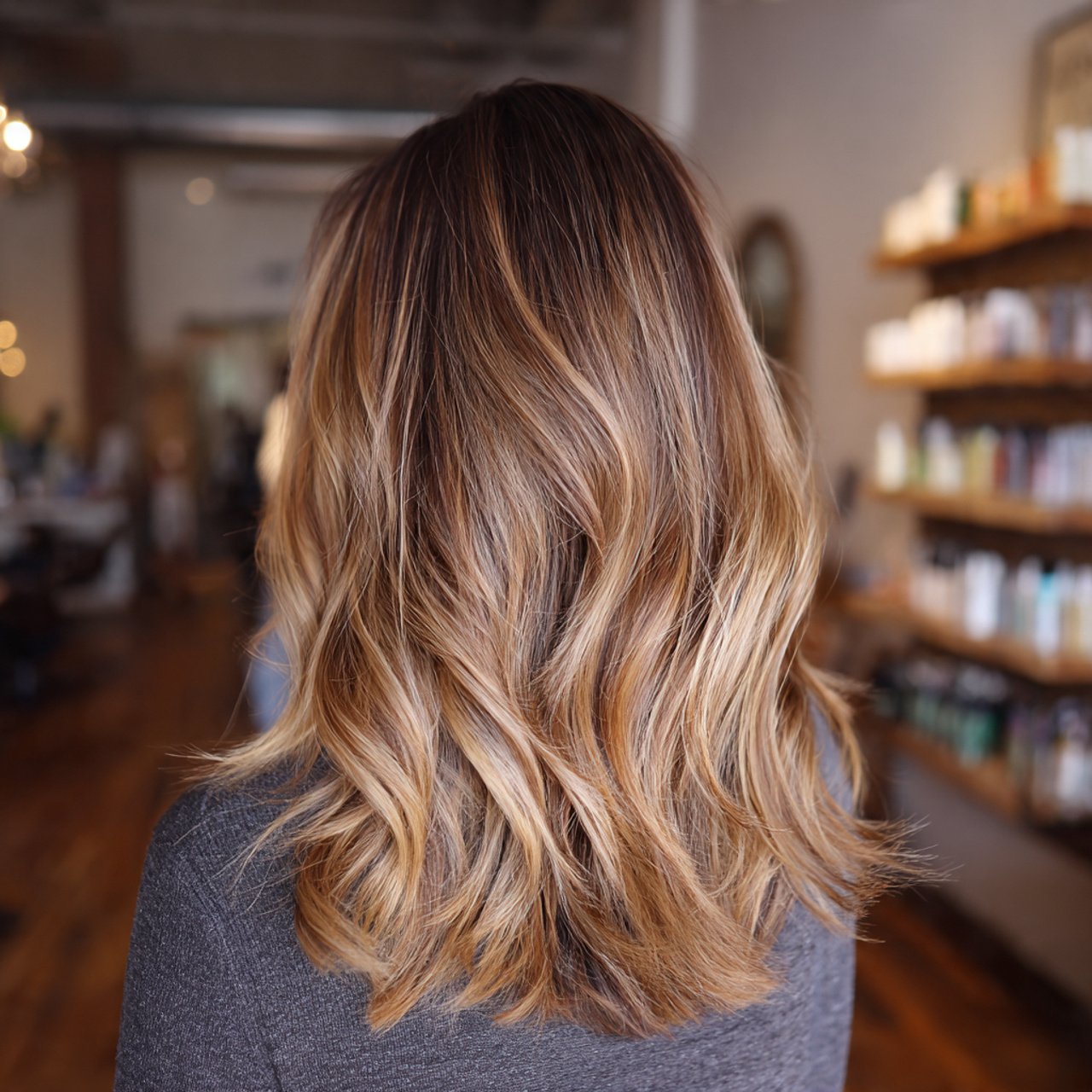 Layered Medium Hair with Balayage
