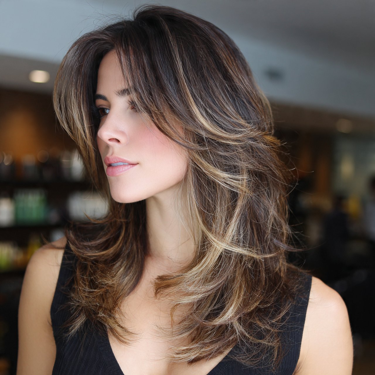 27 Trending Hairstyles for Medium Length Hair That Will Look Best 19 Medium Layered Cut with Highlights