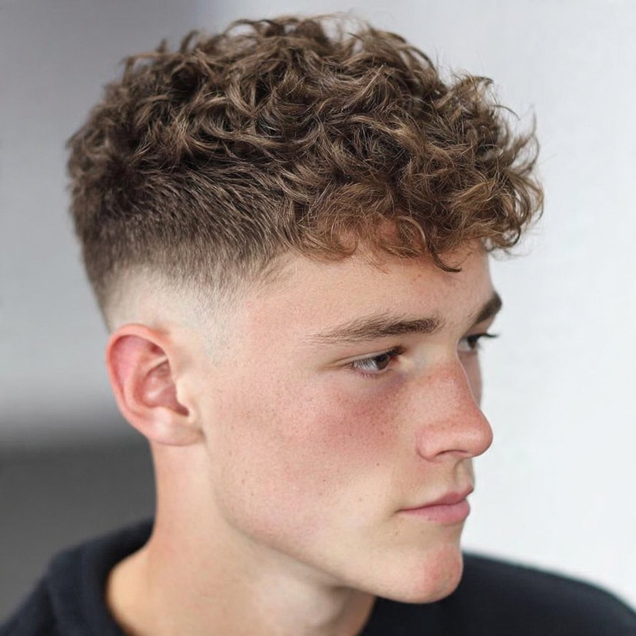 short curly hair with fade for short hairs