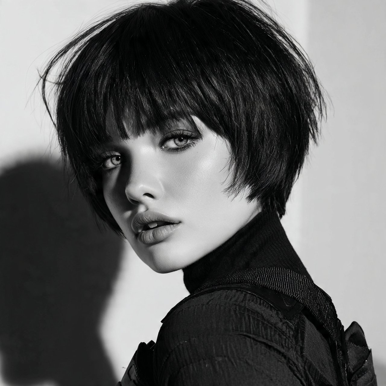 blunt cut short hairstyle