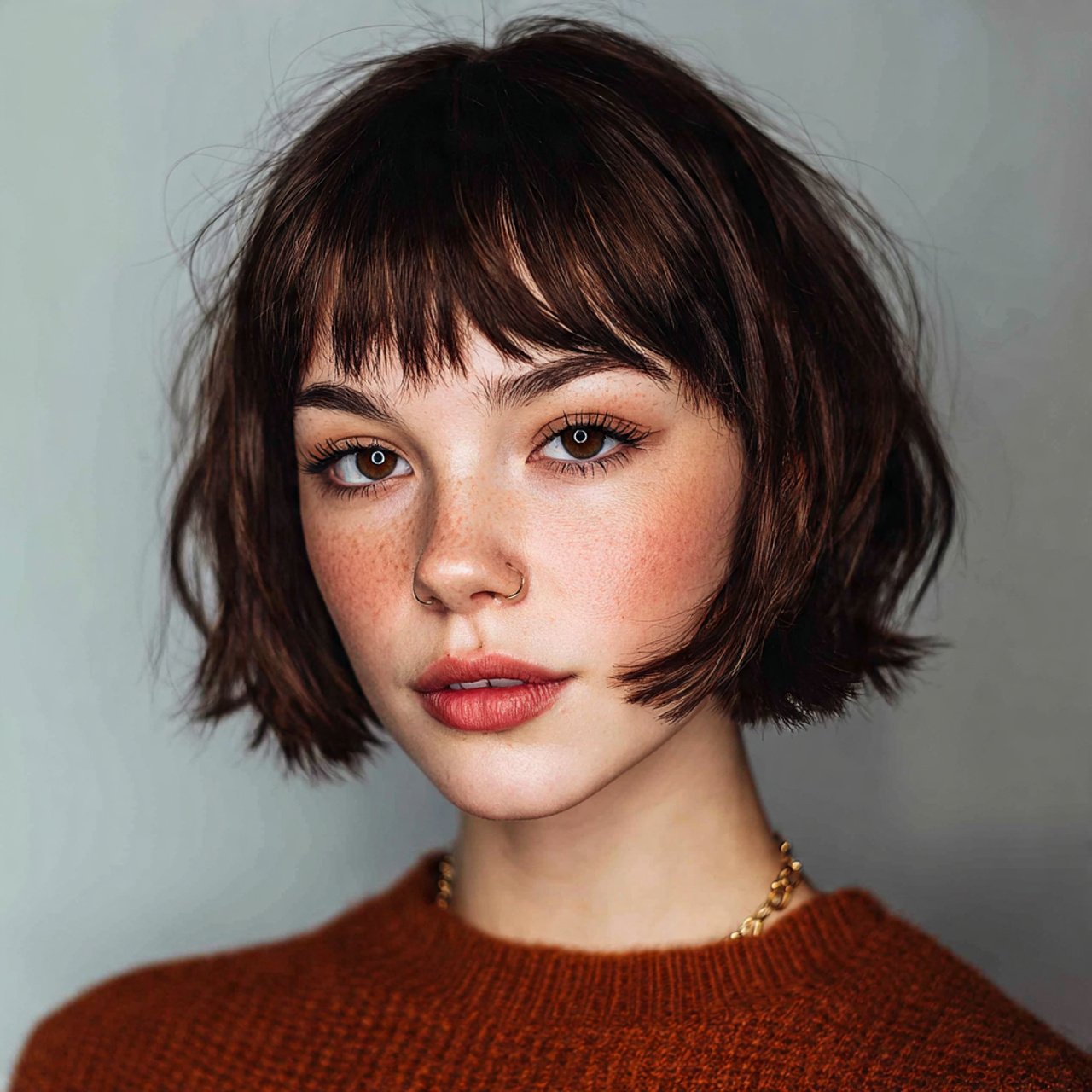 17 Short Curtain Bangs Ideas for a Fresh, Trendy Look 11 blunt short curtain bangs hairstyle