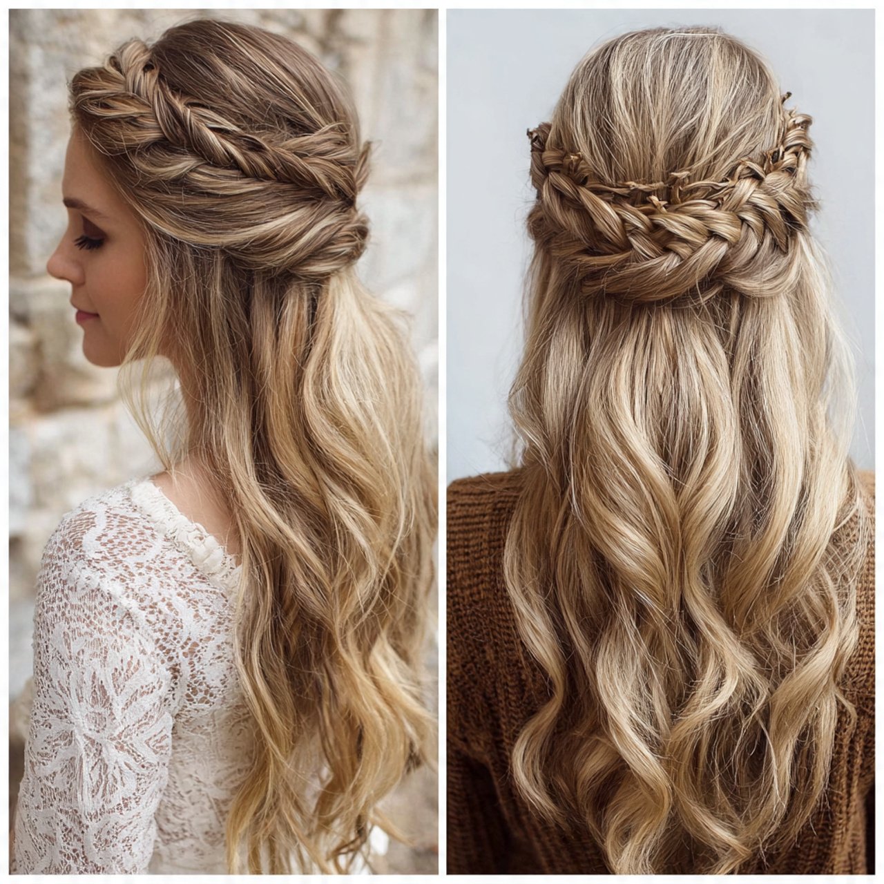 braided crown half up prom hairstyles