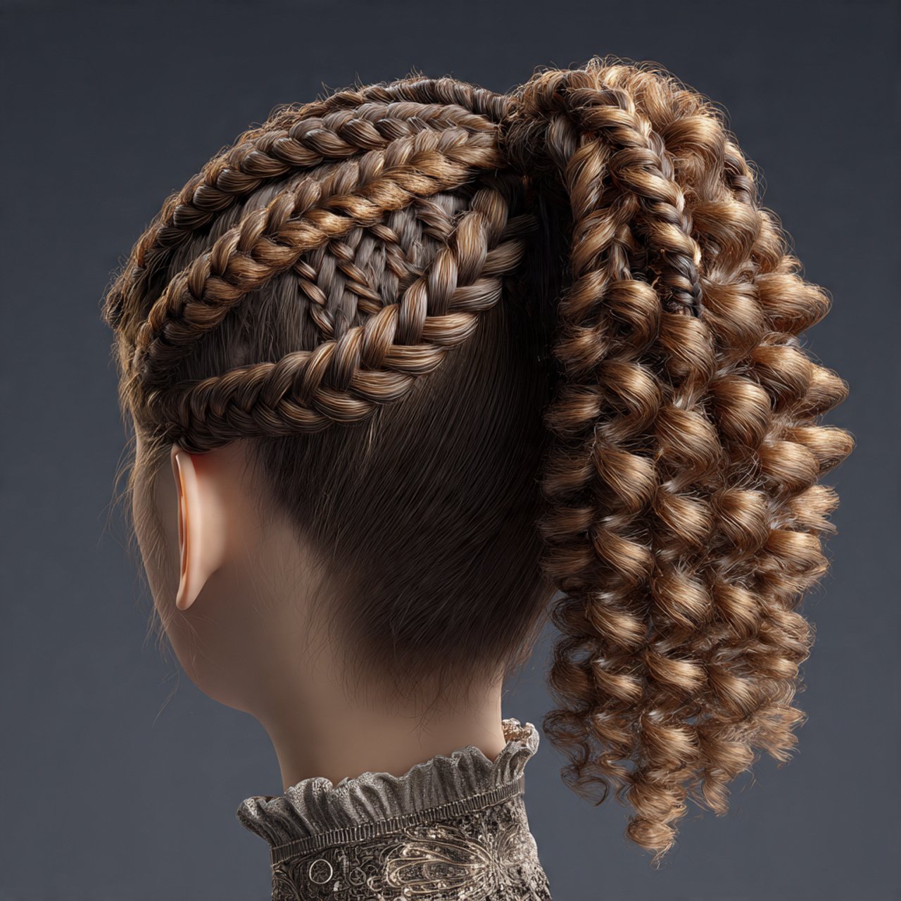 braided curly ponytail hairstyles beautiful detail