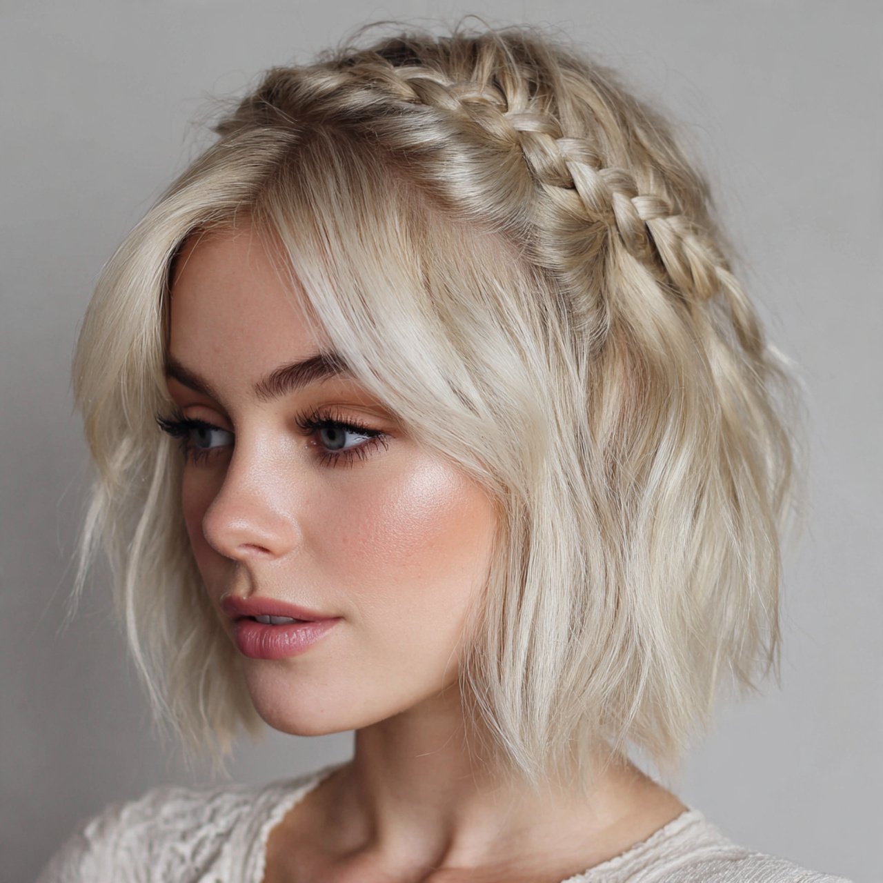 braided front detail prom hairstyles for short hai