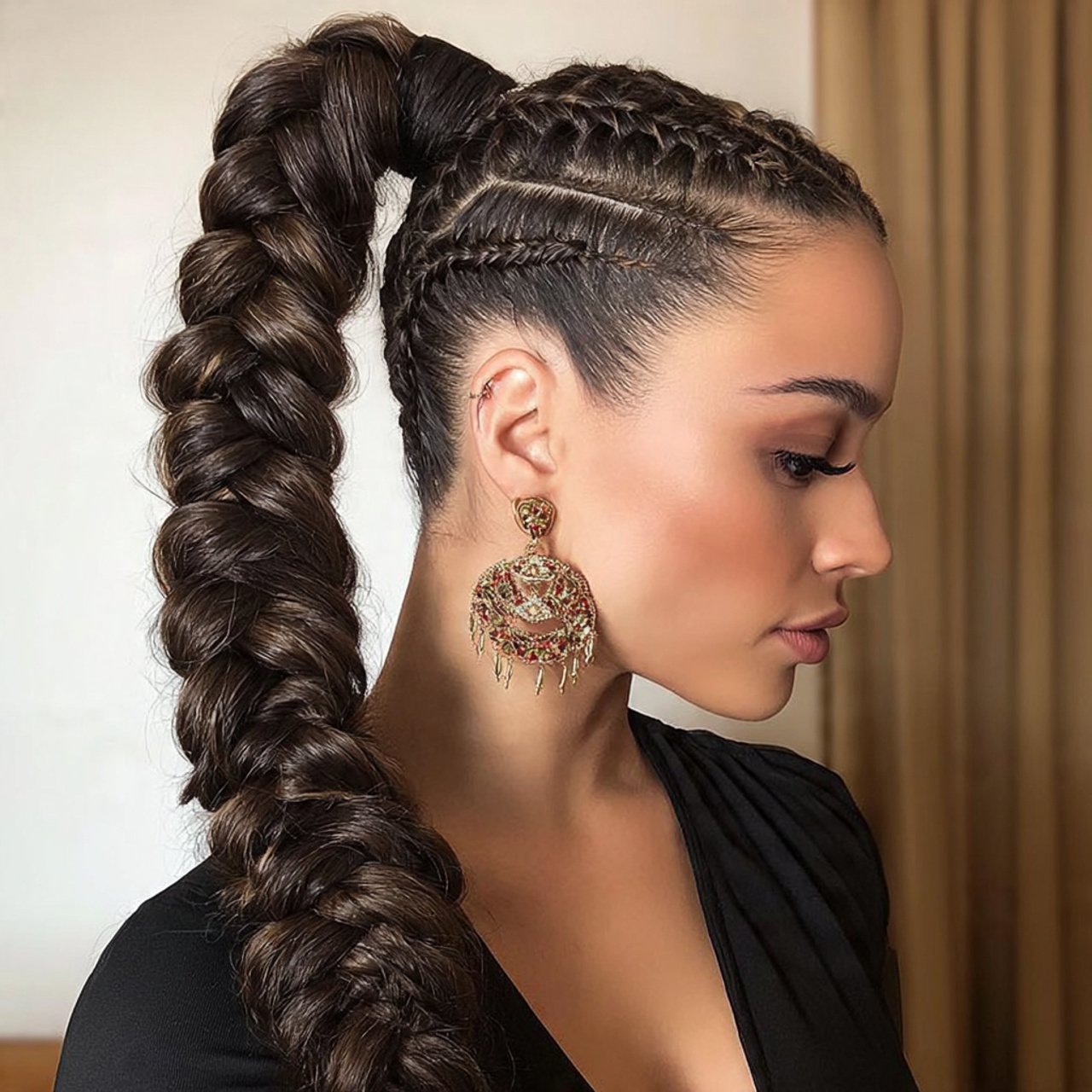 braided ponytail hairstyle 1
