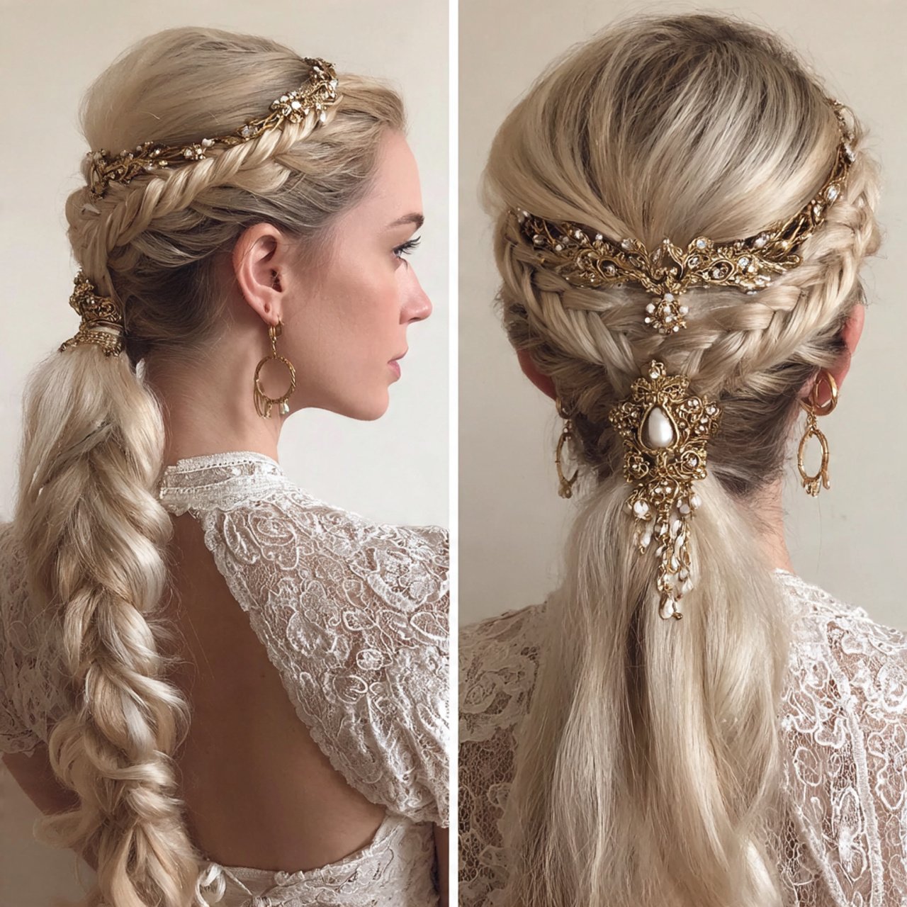 braided ponytail hairstyles with accessories