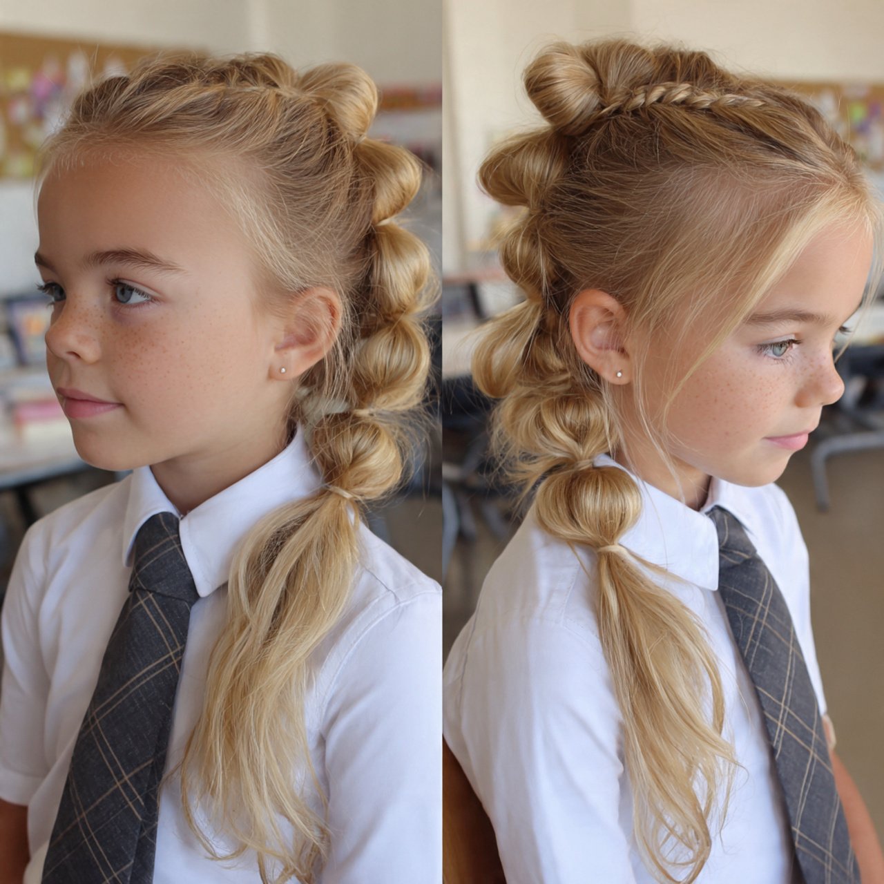 bubble braid cute hairstyles for school