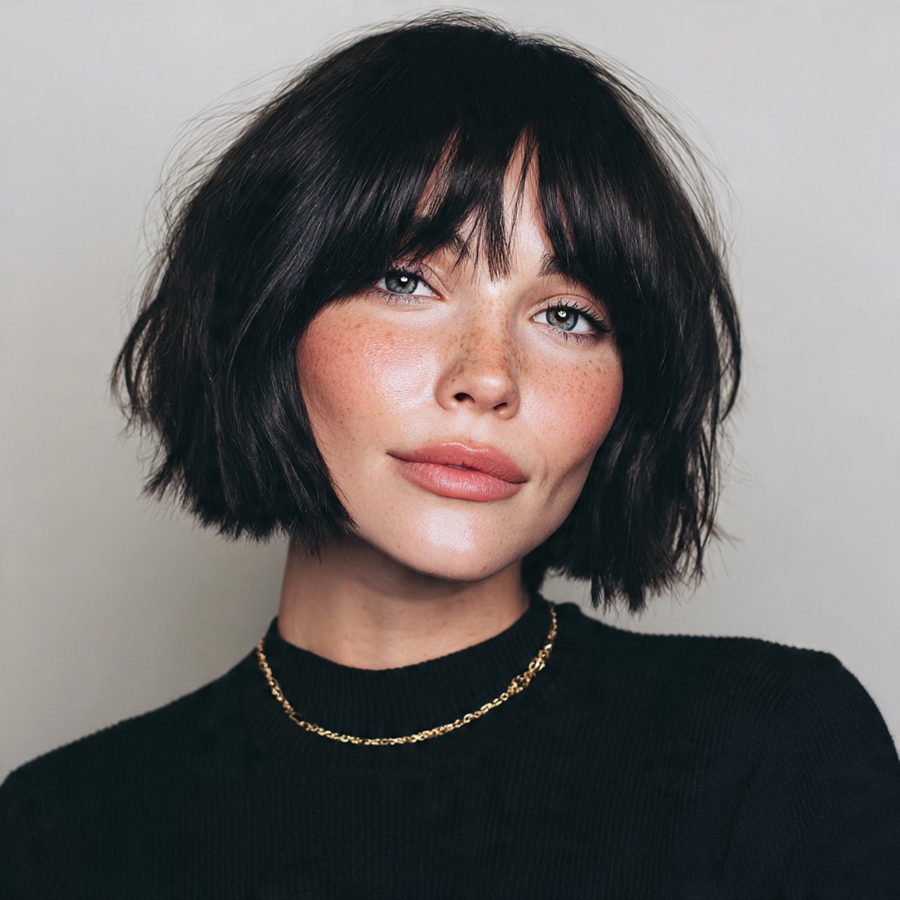 chin length bob with curtain bangs hairstyle