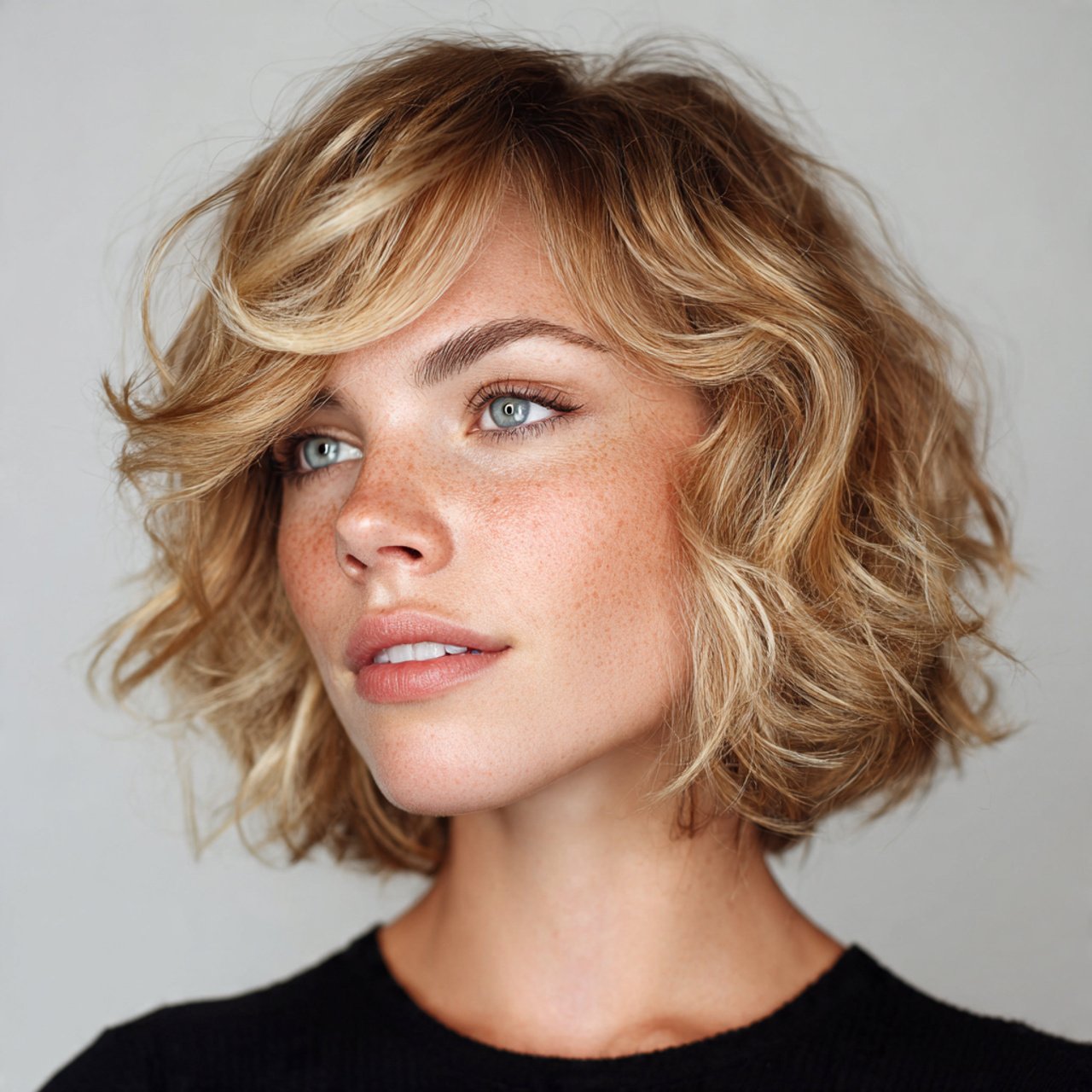 chin length wavy hairstyle