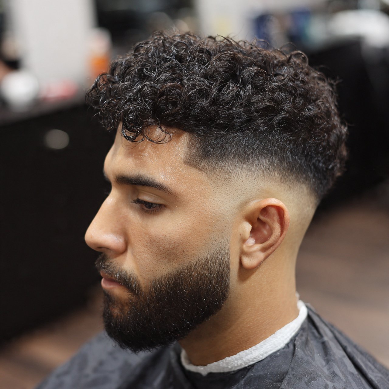 classic curly taper fade for men