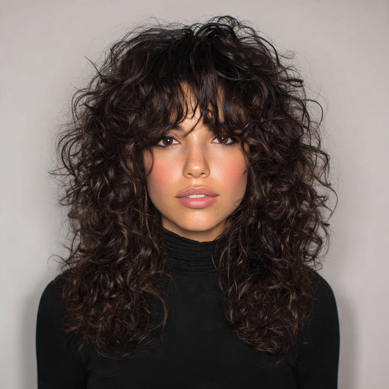 classic curly wolf cut hairstyle voluminous