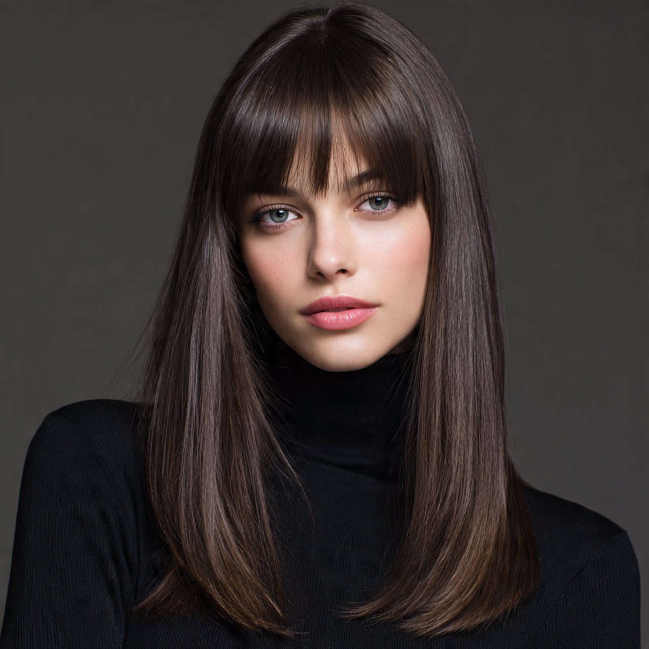 classic curtain bangs with straight hair hairstyle