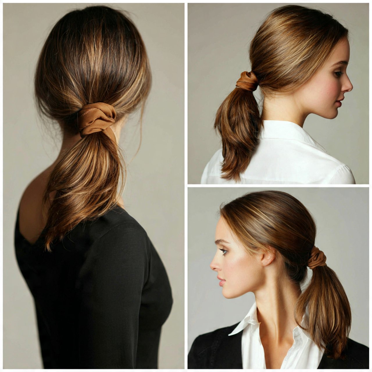 classic low easy ponytail hairstyles simple elegan