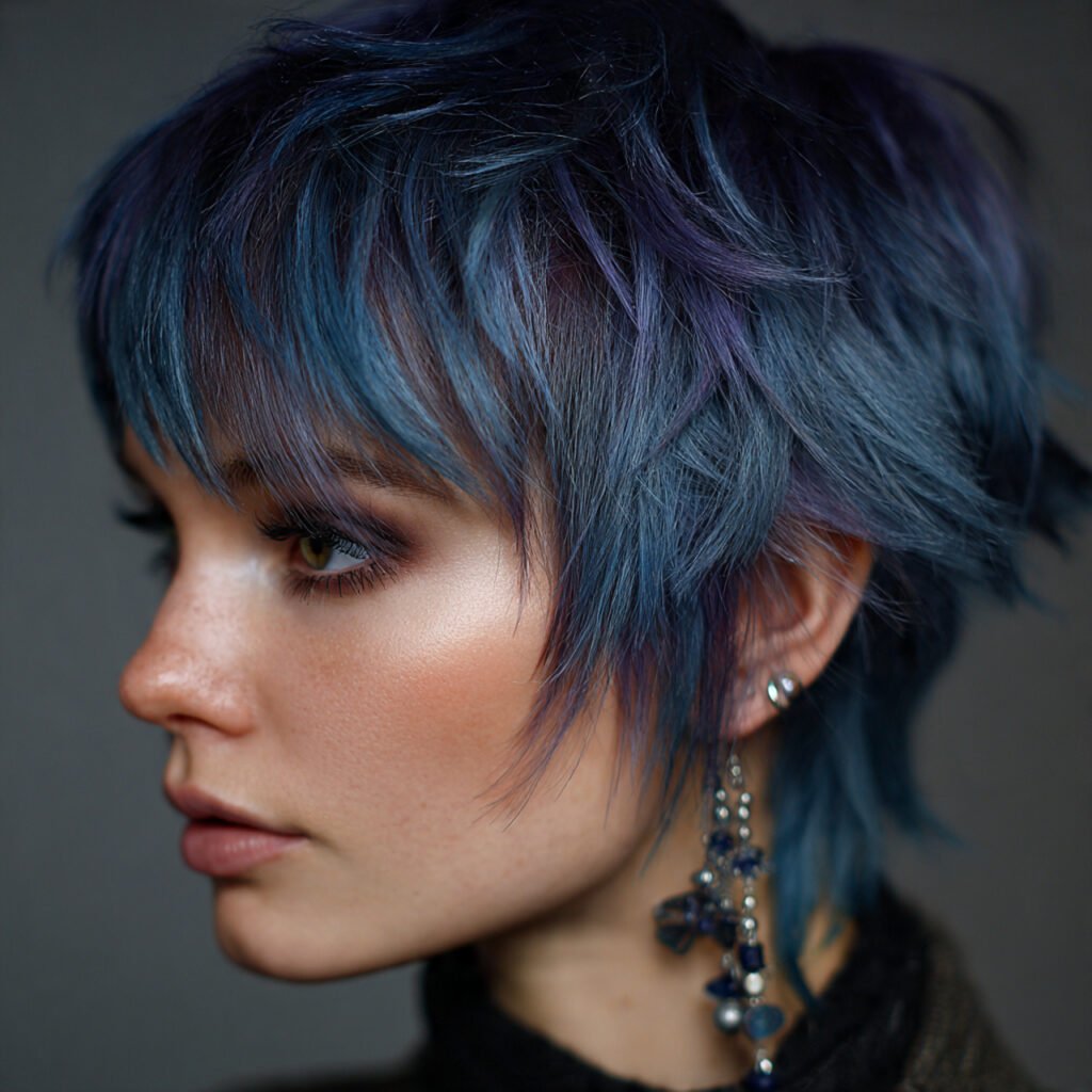 colored short wolf cut