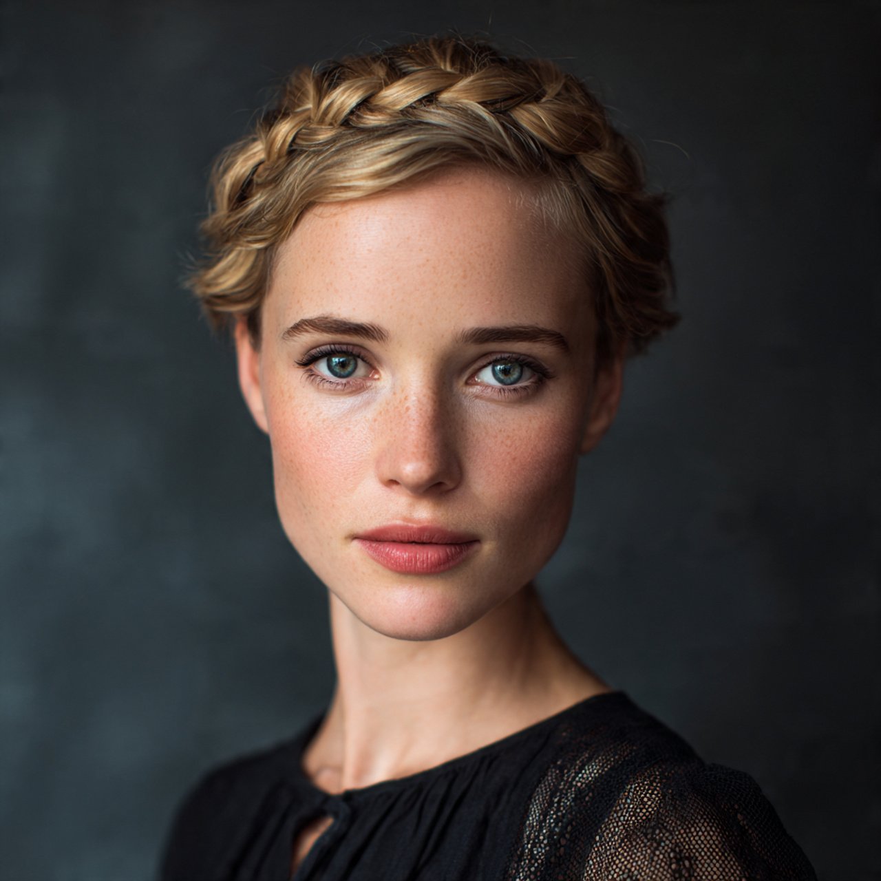 crown braid hairstyle for short hair single portra