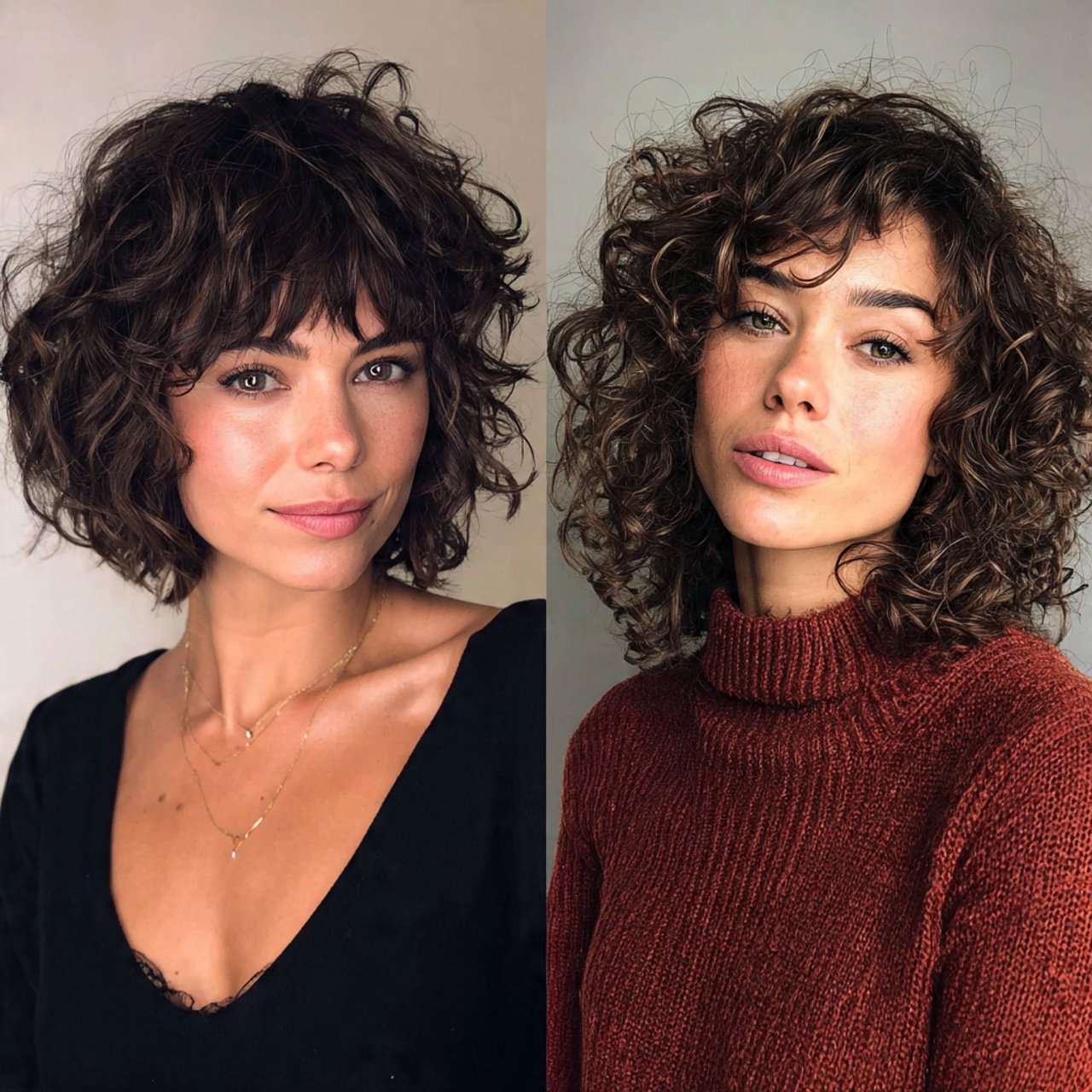 curly bob with bangs for short hair