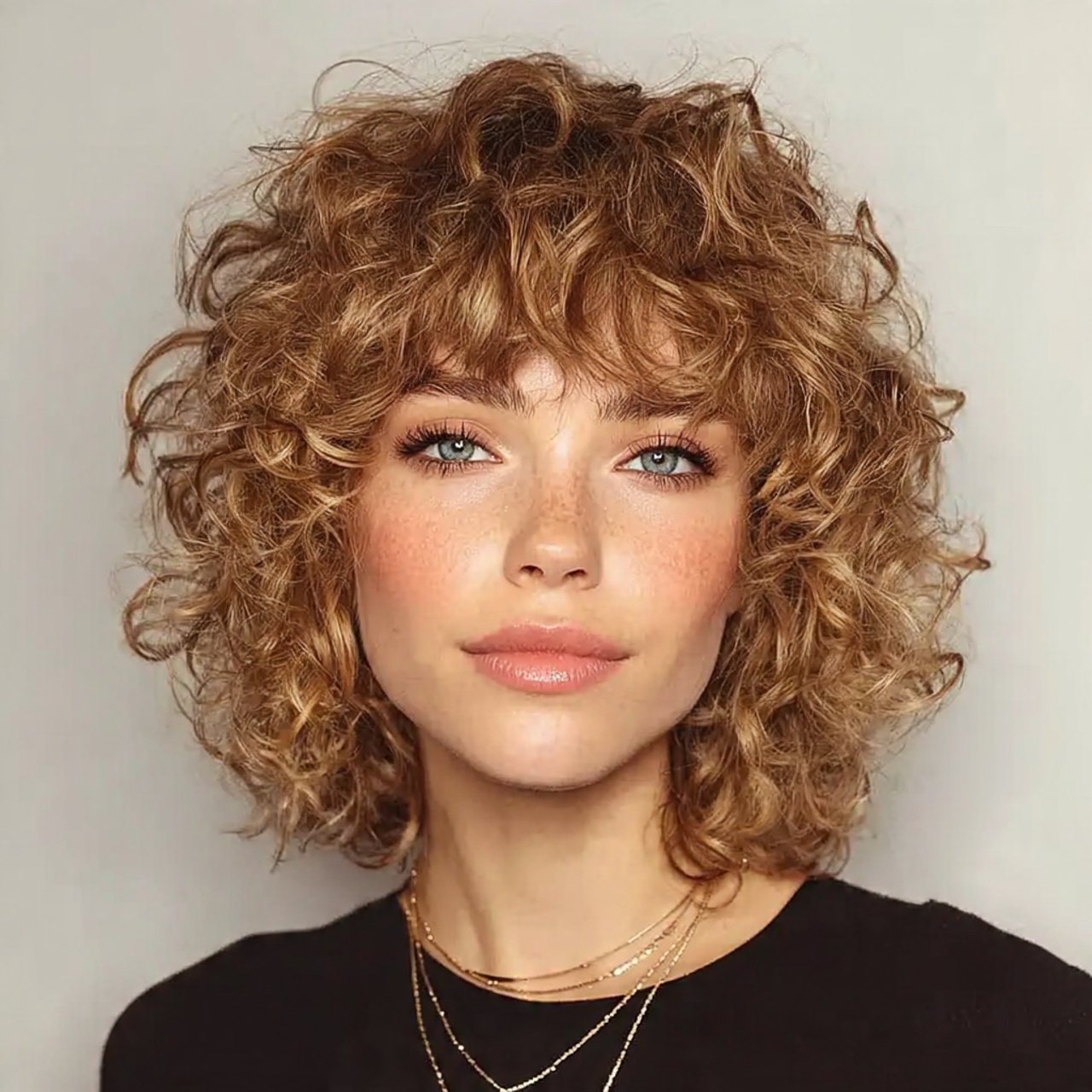 curly bob with bangs hairstyle
