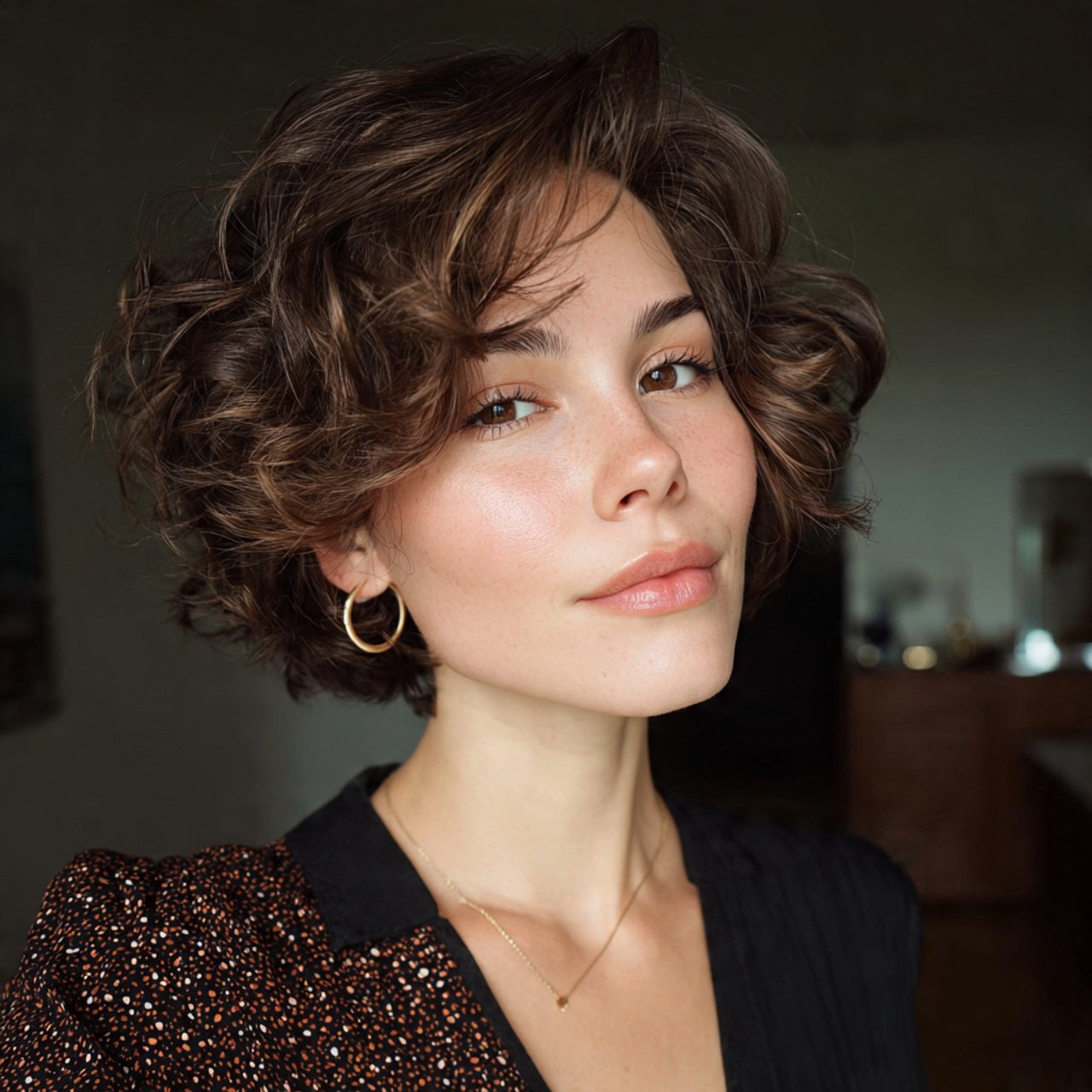 curly bob with layers for short hair