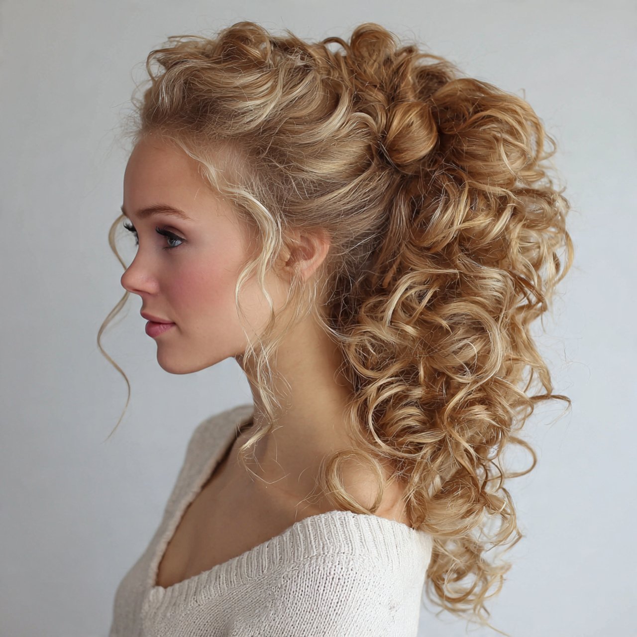 curly bubble ponytail hairstyles