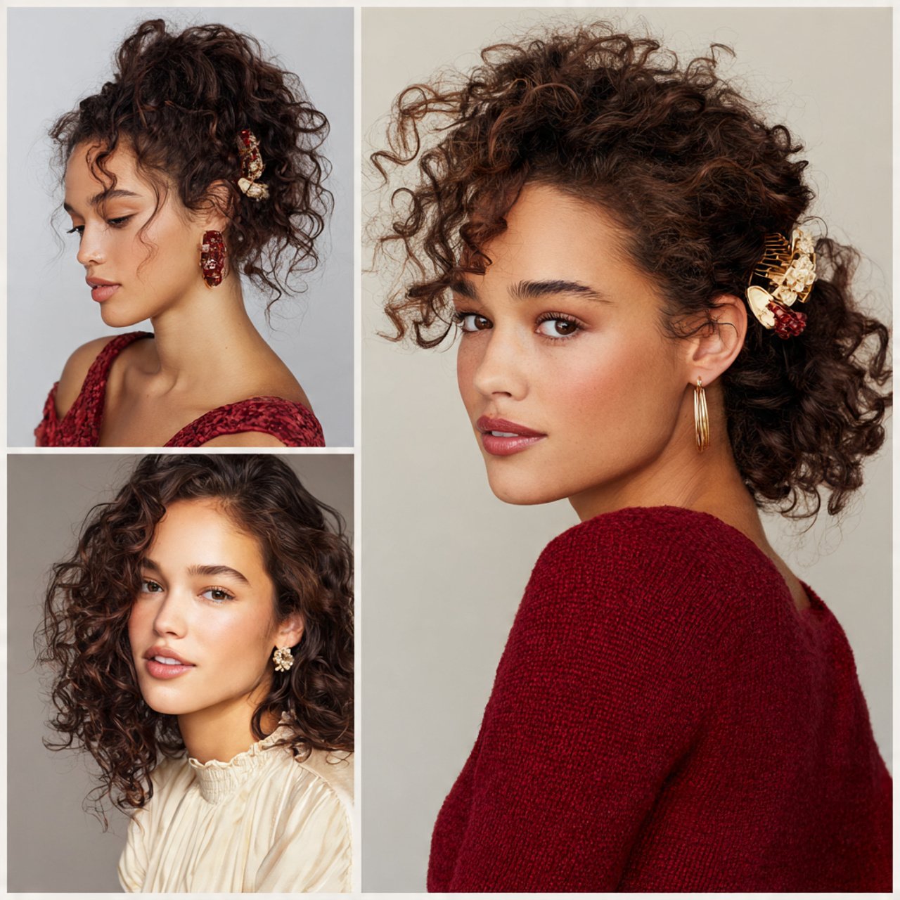 curly claw clip hairstyles showing different ways