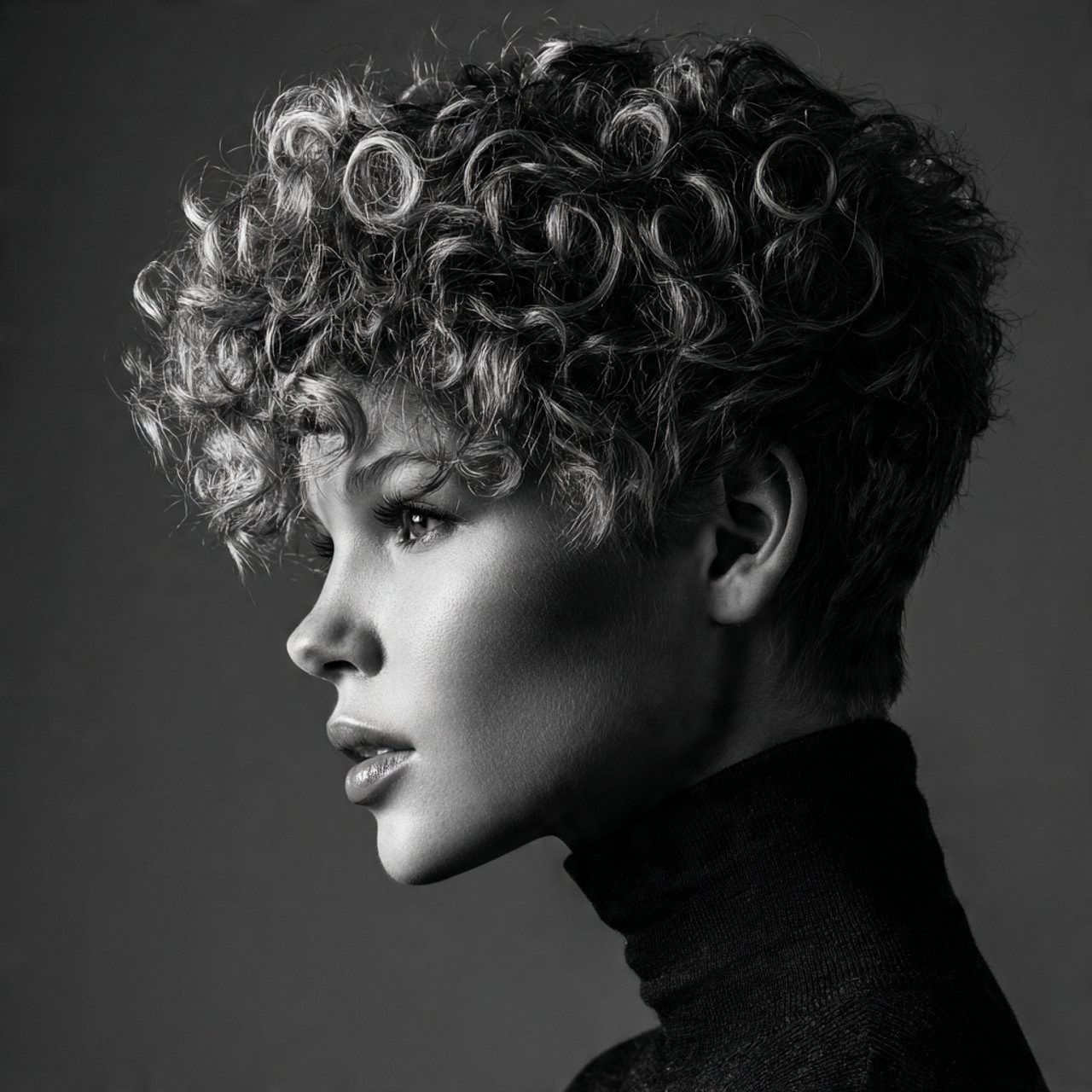 curly crop cut short hairstyle single portrait det