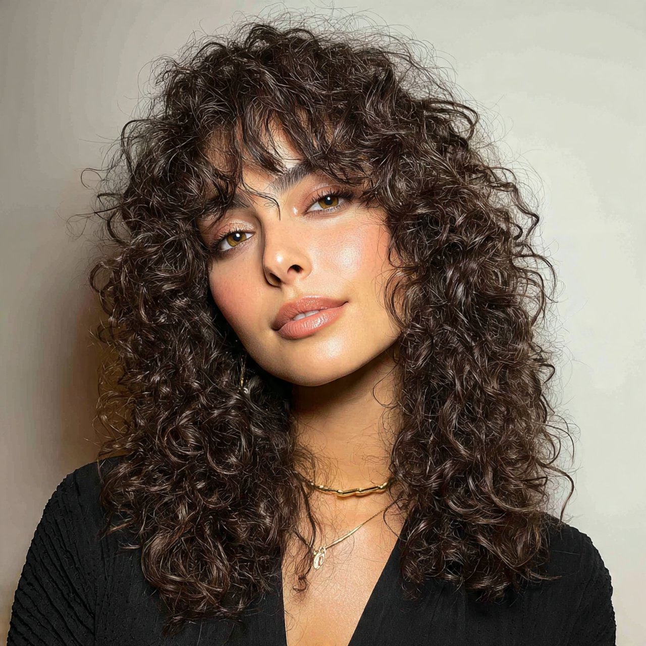 curly curtain bangs hairstyle 2