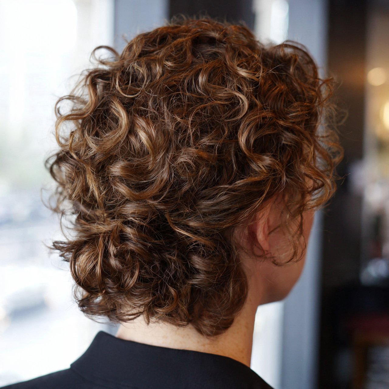 curly half up hairstyle for short curly hair detai