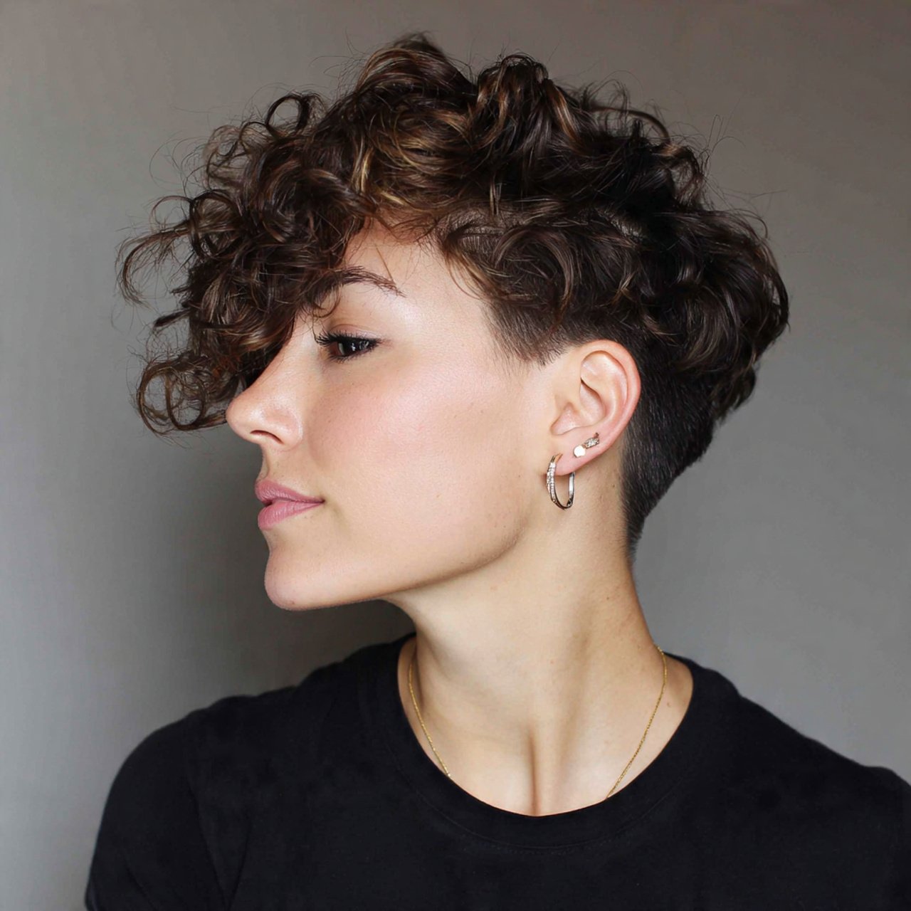 curly pixie with undercut for short hair