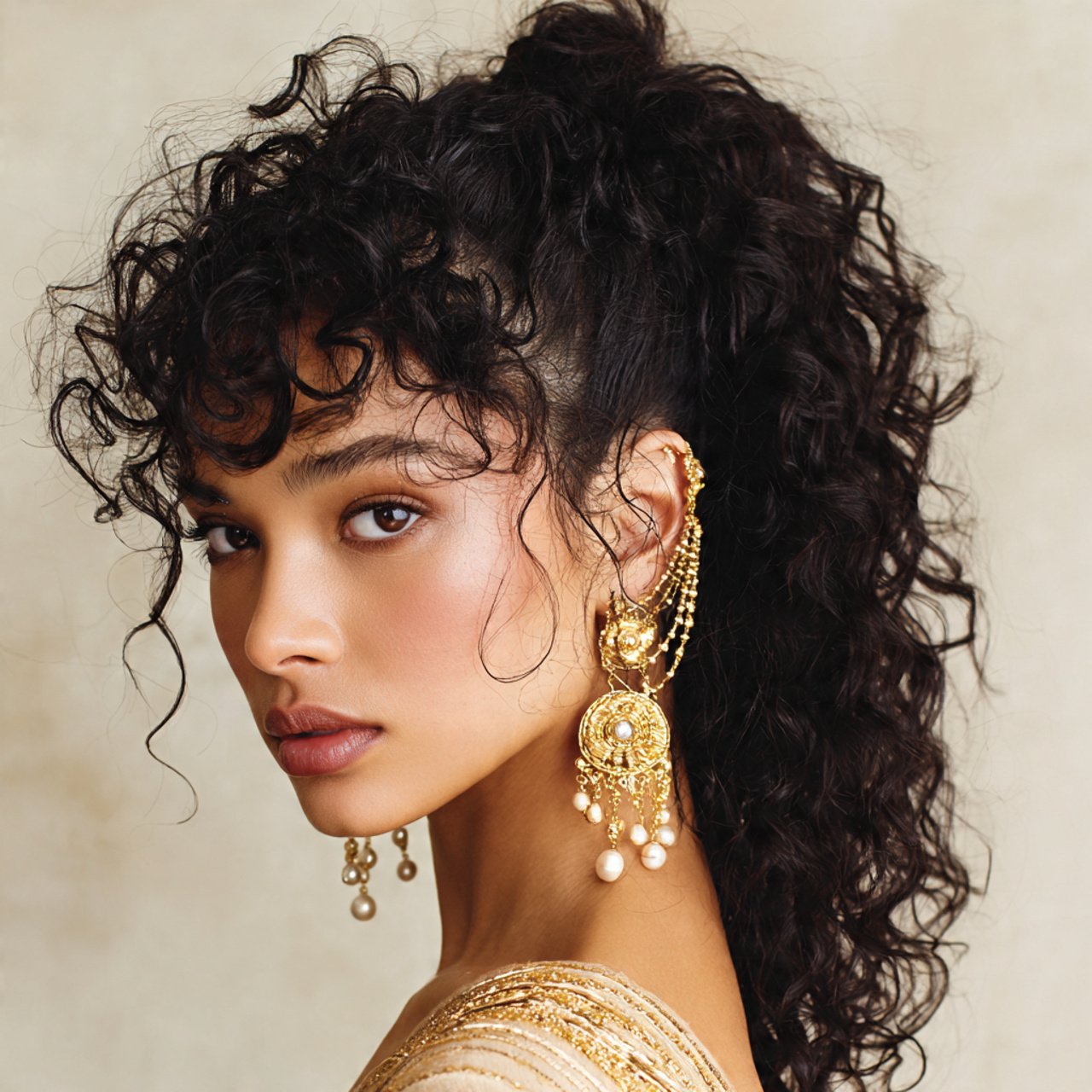 curly ponytail hairstyles with accessories