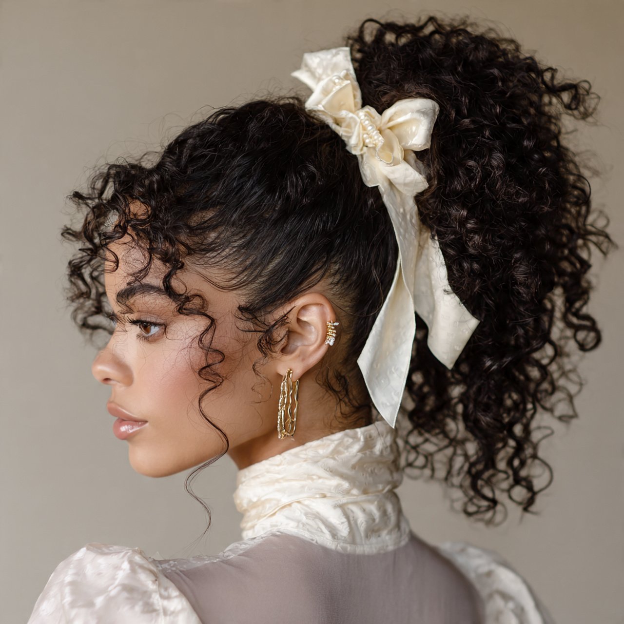 curly ponytail hairstyles with stylish accessories