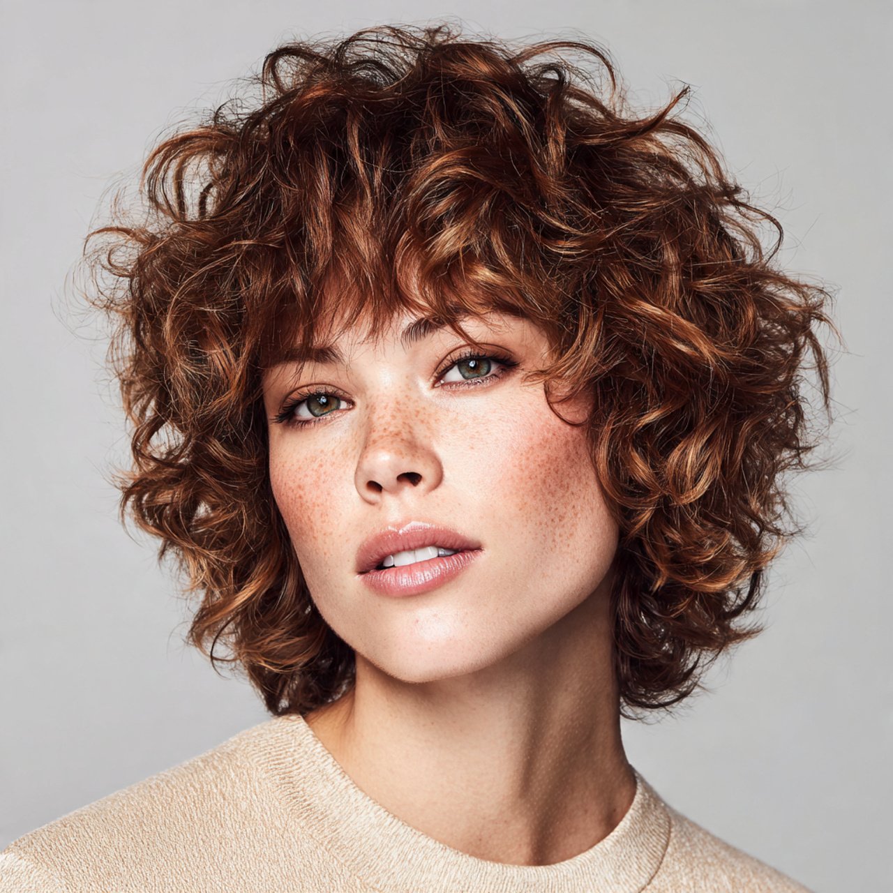 curly shag hairstyles for short curly hair volumin