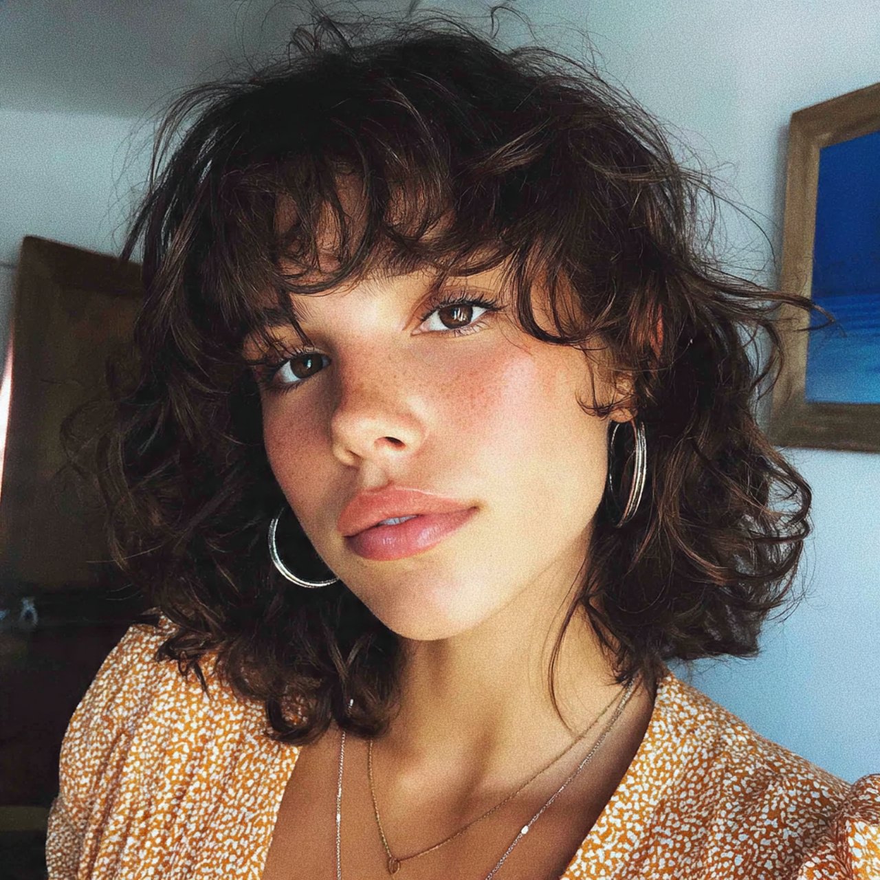 17 Short Curtain Bangs Ideas for a Fresh, Trendy Look 6 curly short curtain bangs hairstyle