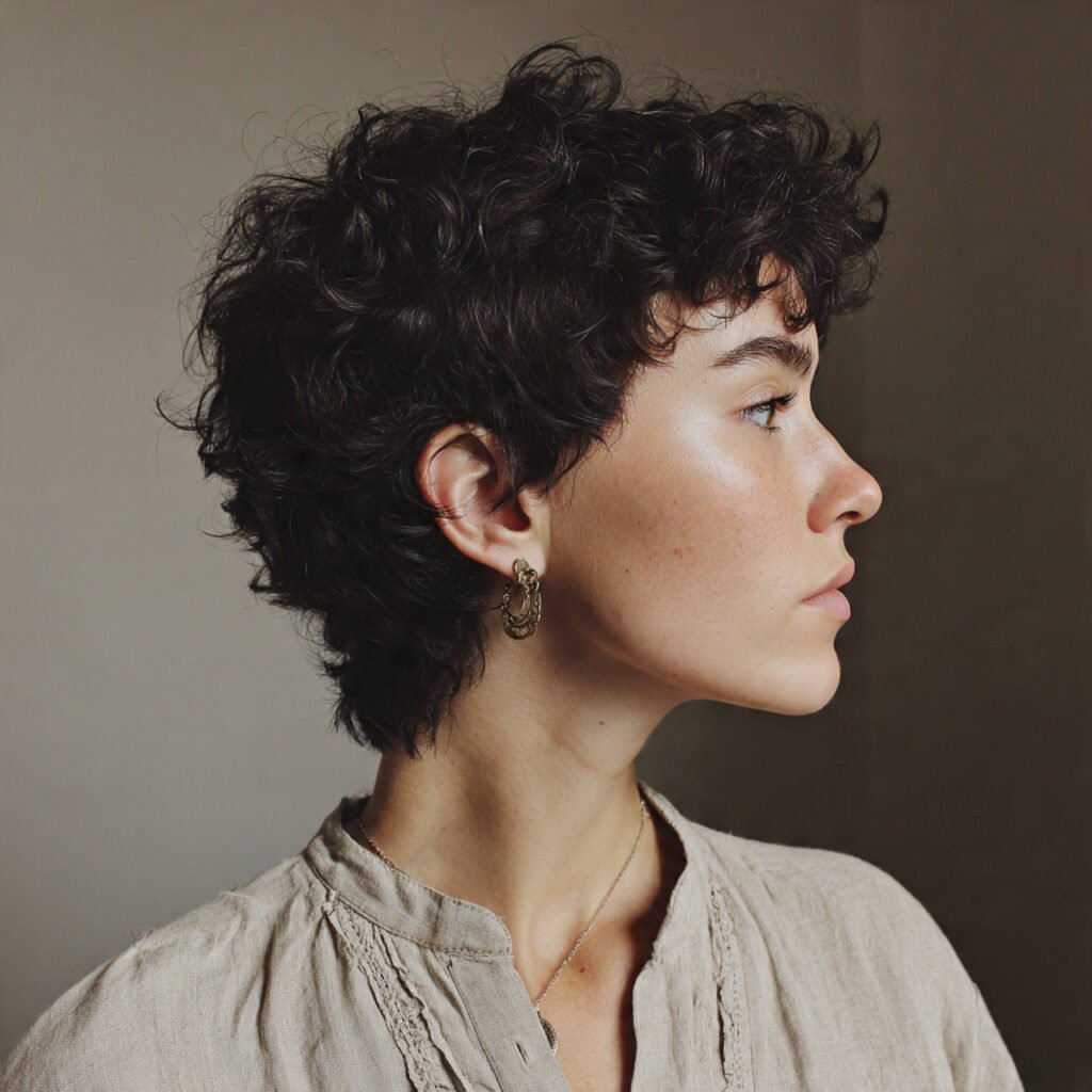 curly short wolf cut