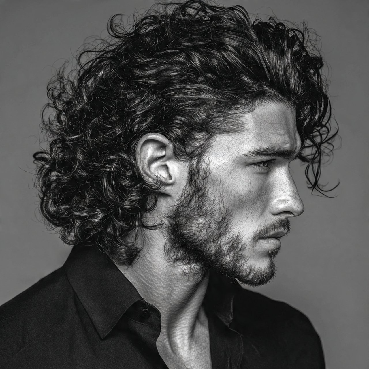 curly slick back for men