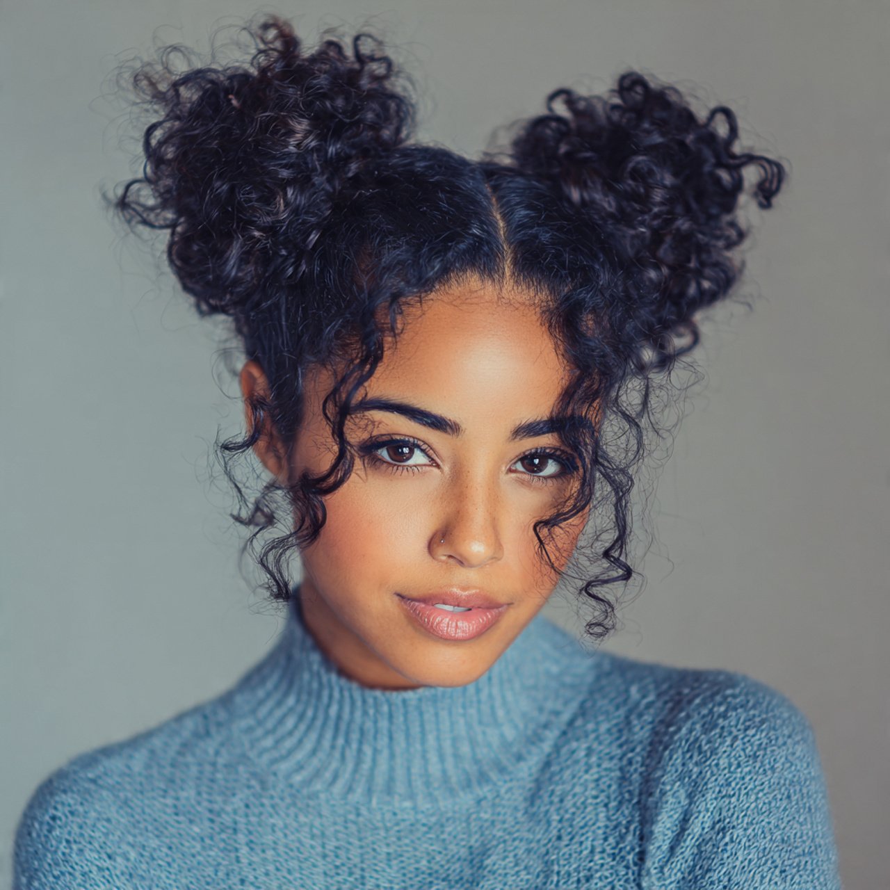 curly space bun hairstyles detailed view of hair s