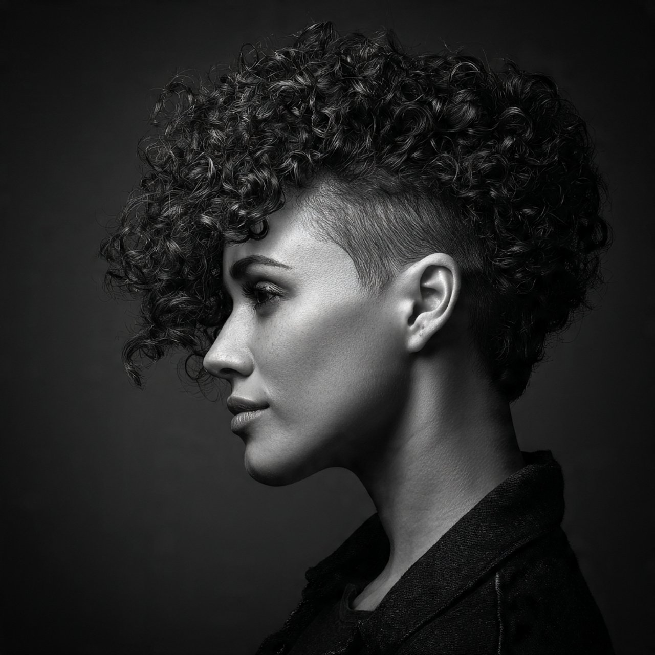 curly wolf cut hairstyle with undercut for a woman