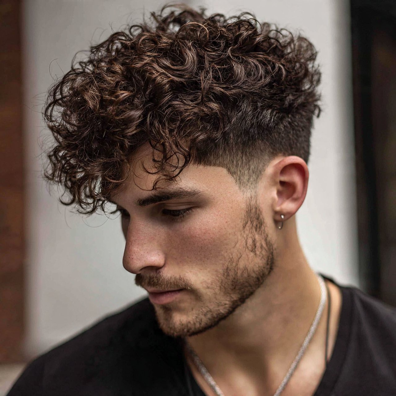 curly wolf cut hombre hairstyle