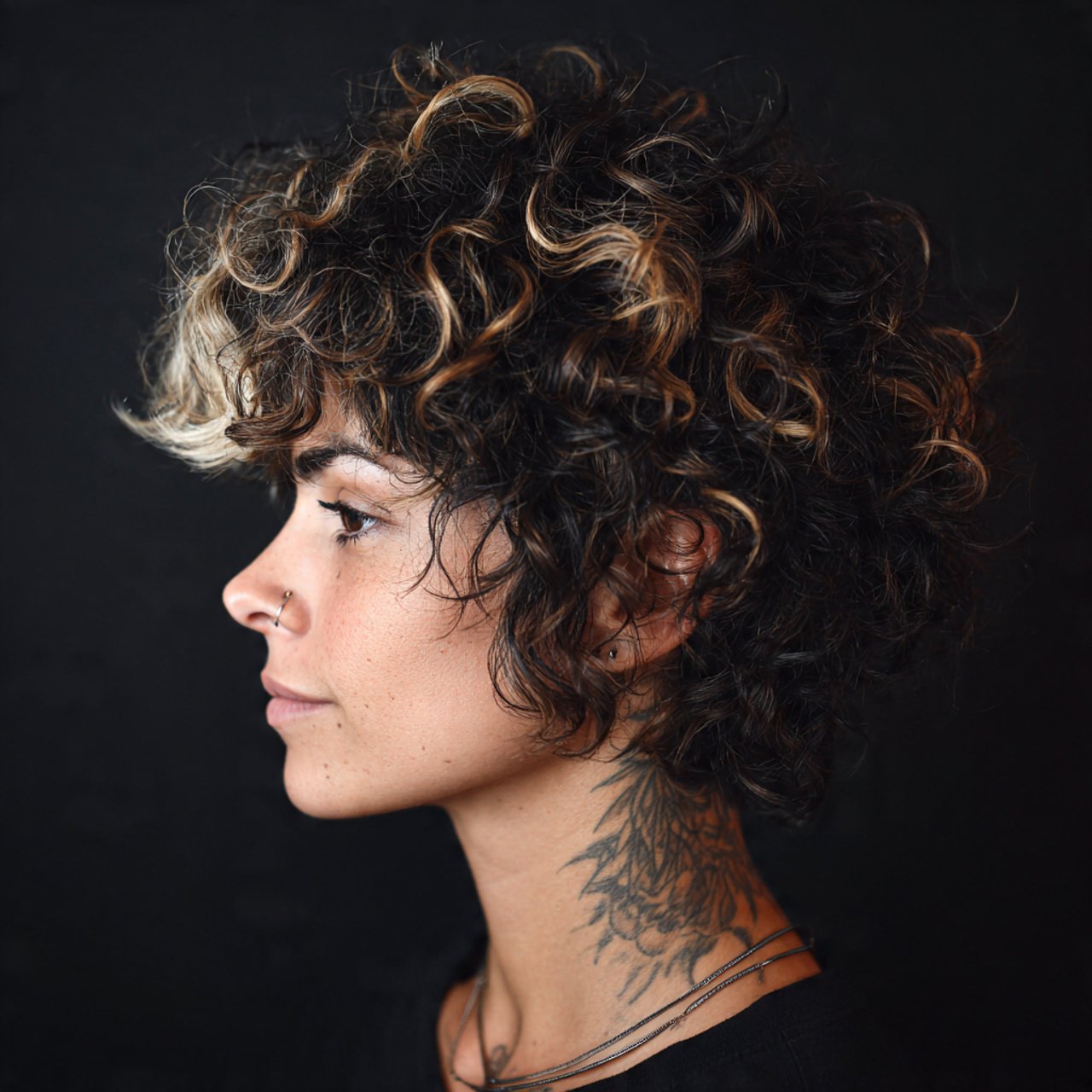 curly wolf cut with highlights hairstyle