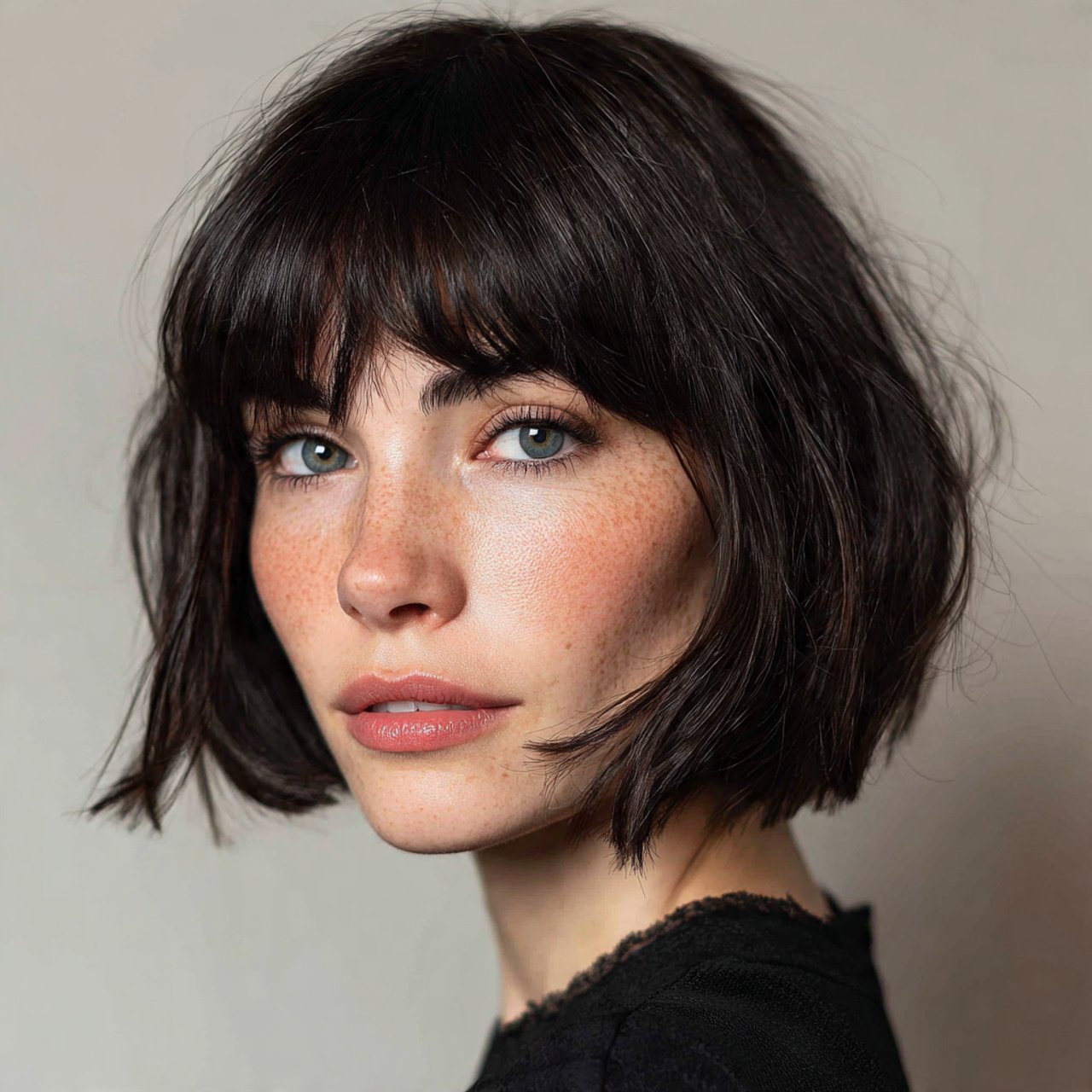 curtain bangs with bob hairstyle